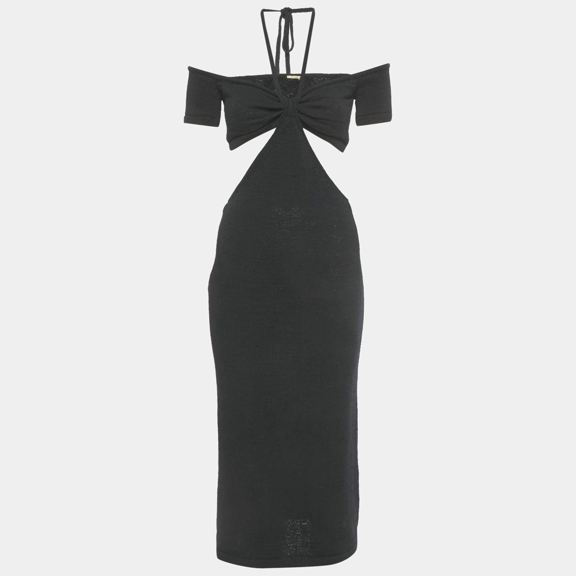 Pre Owned Cult Gaia Black Cotton Knit Cut-Out Midi Dress S