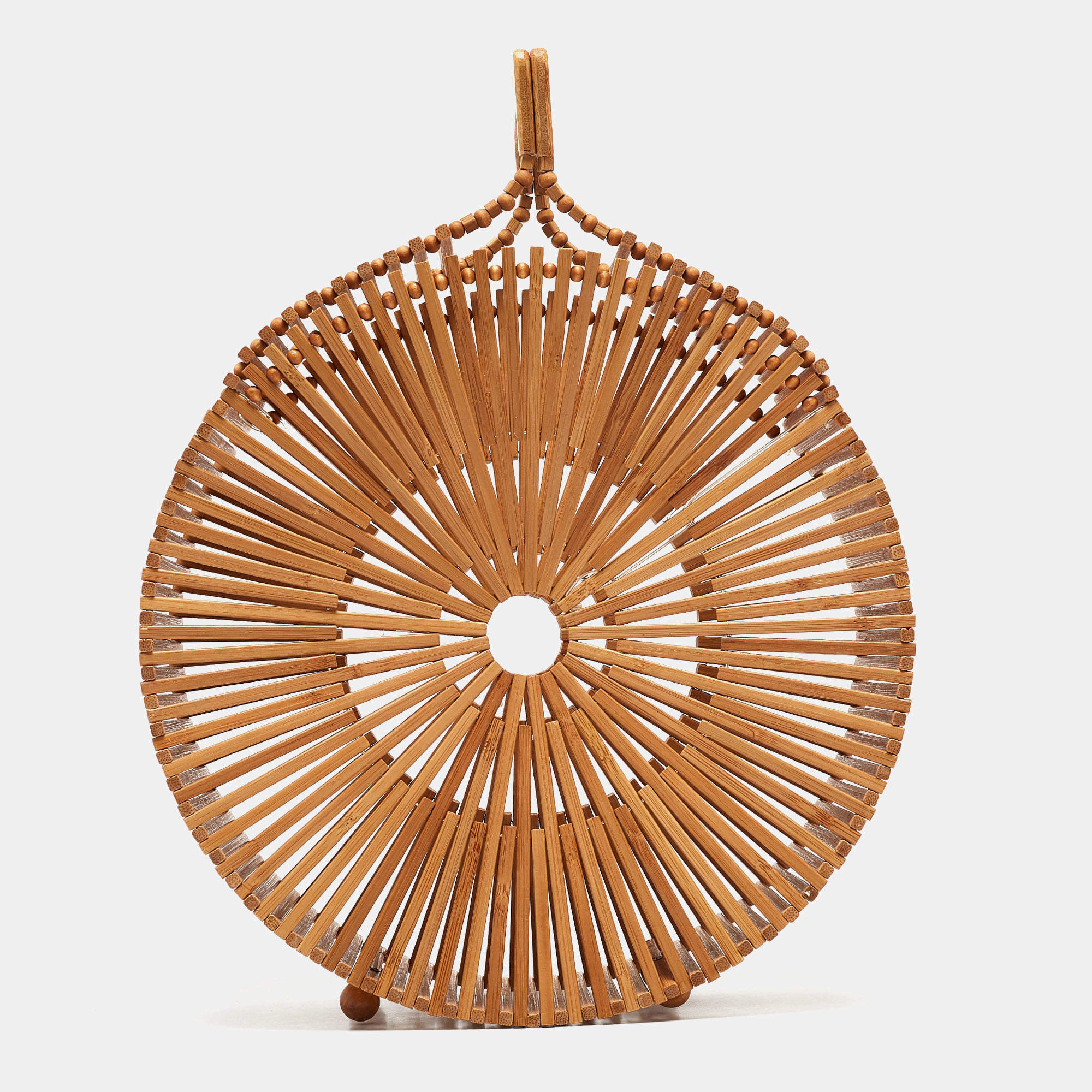 Pre Owned Cult Gaia Tan Bamboo Round Zaha Tote