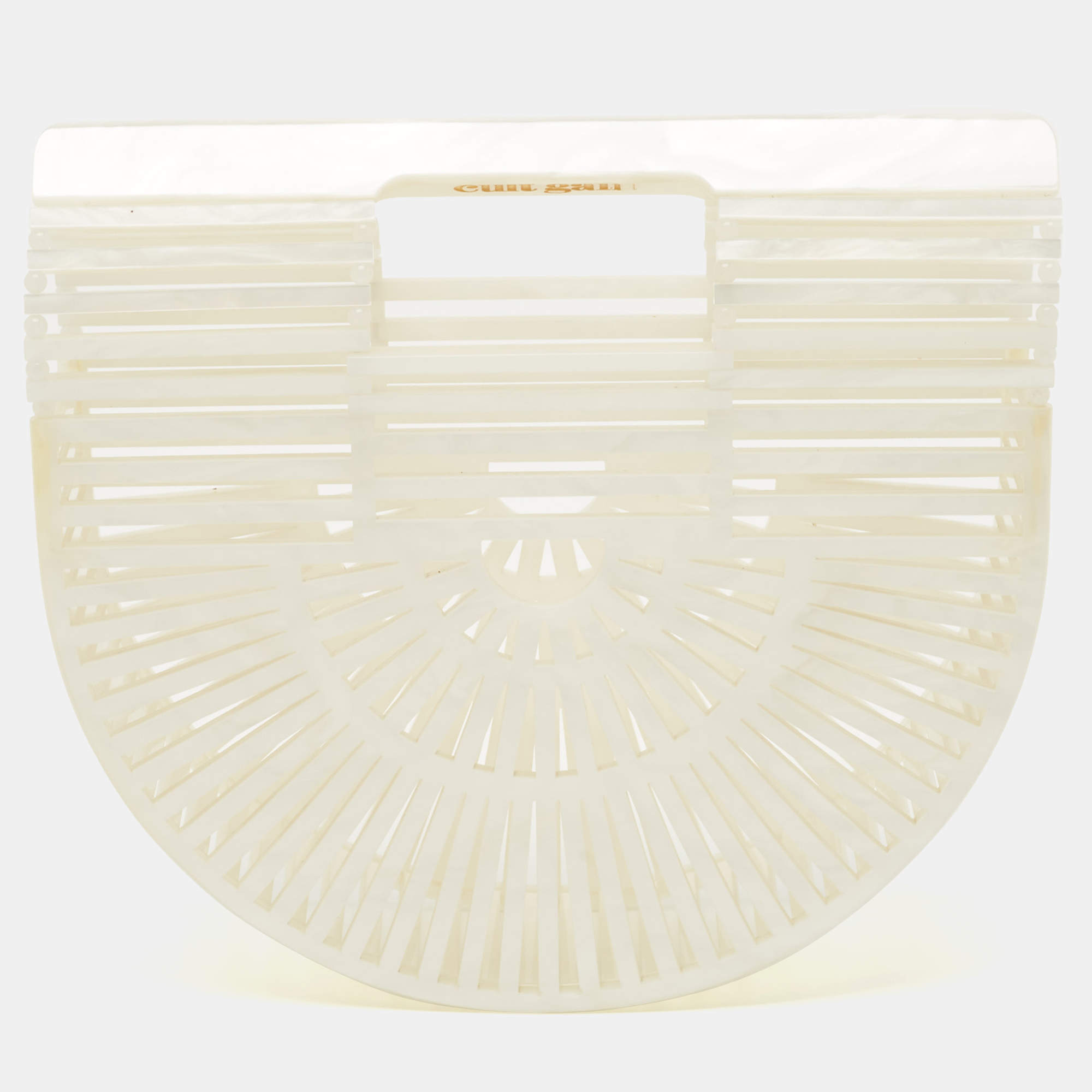 Pre Owned Cult Gaia Pearl White Acrylic Mini Ark Clutch
