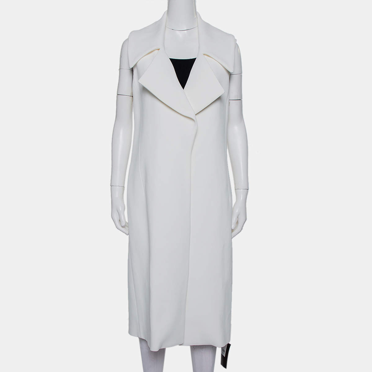 Cushnie et Ochs White Crepe Collared Open Front Coat S 