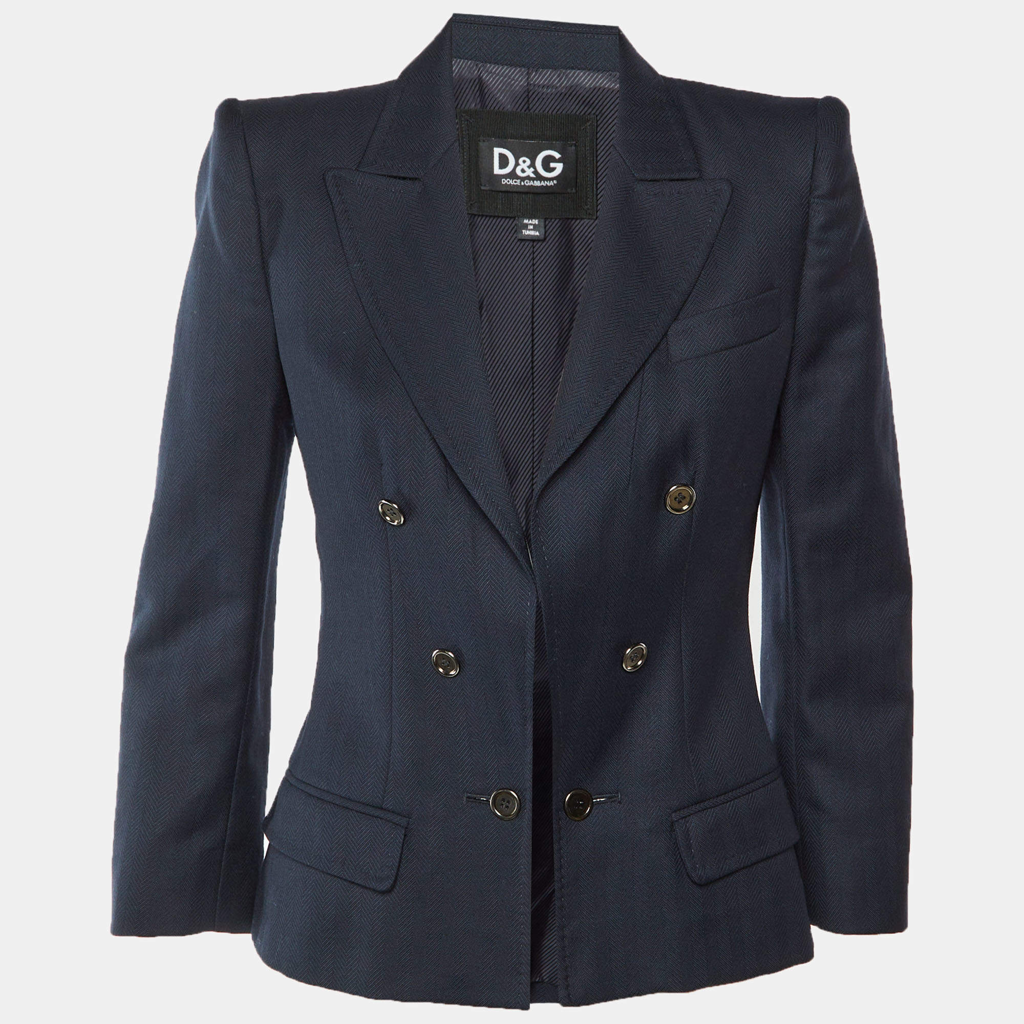Pre Owned D&G Navy Blue Wool & Silk Blazer M