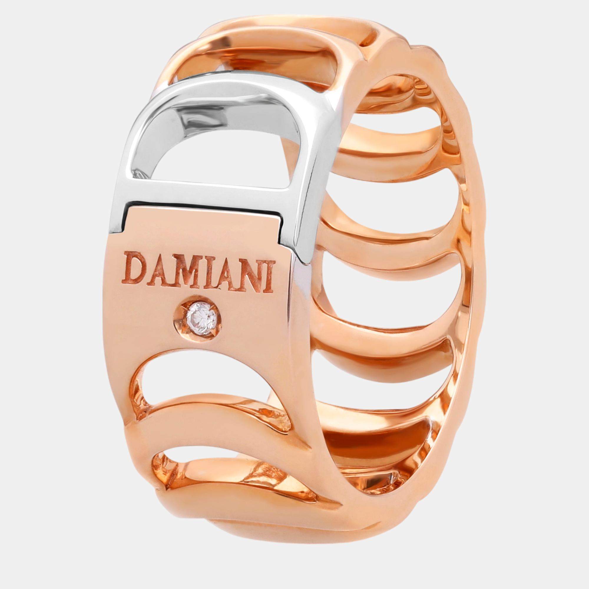 Damiani 18K Rose Gold and 18K White Gold, Diamond Band Ring