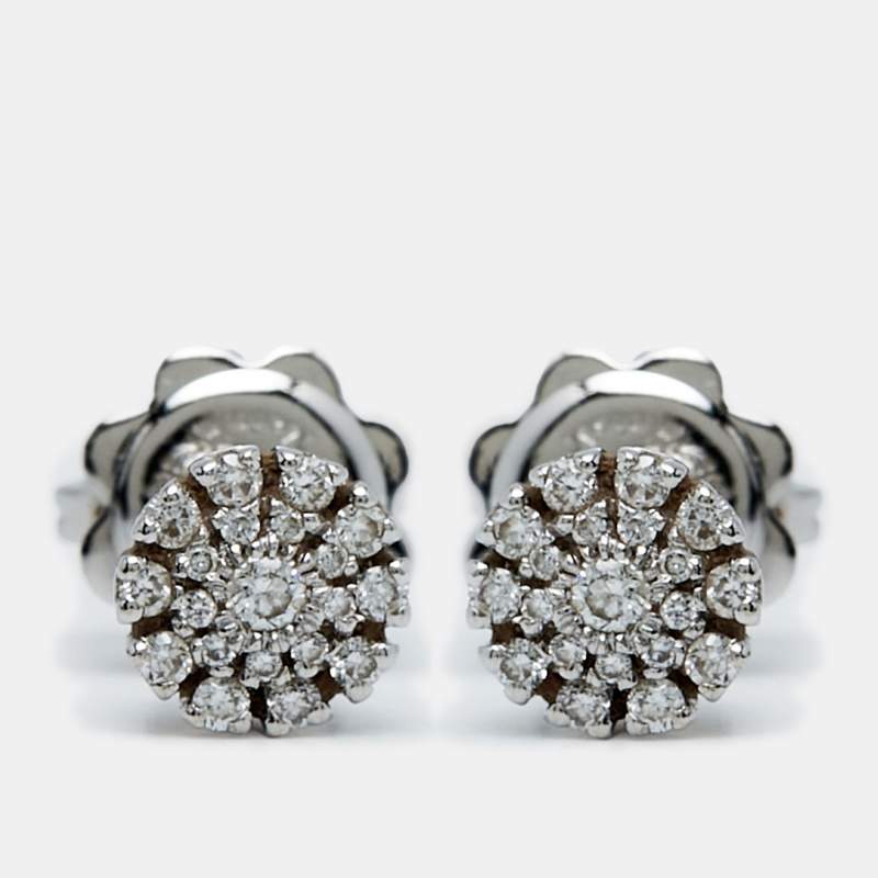Pre Owned Damiani Margerita Diamonds 18k White Gold Earrings