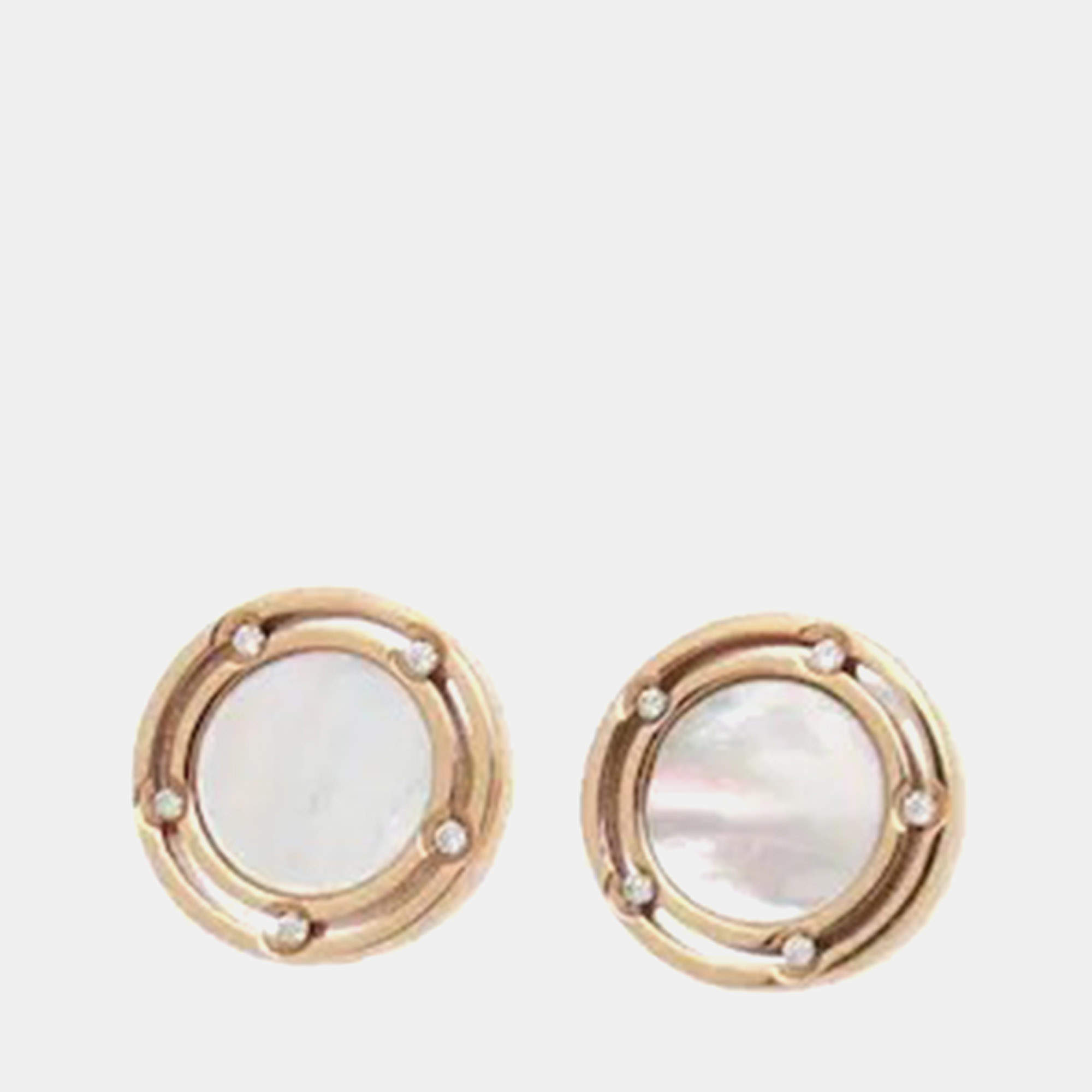 Pre Owned Damiani D.Side 18K Pink Gold Mother of Pearl Diamond Earrings