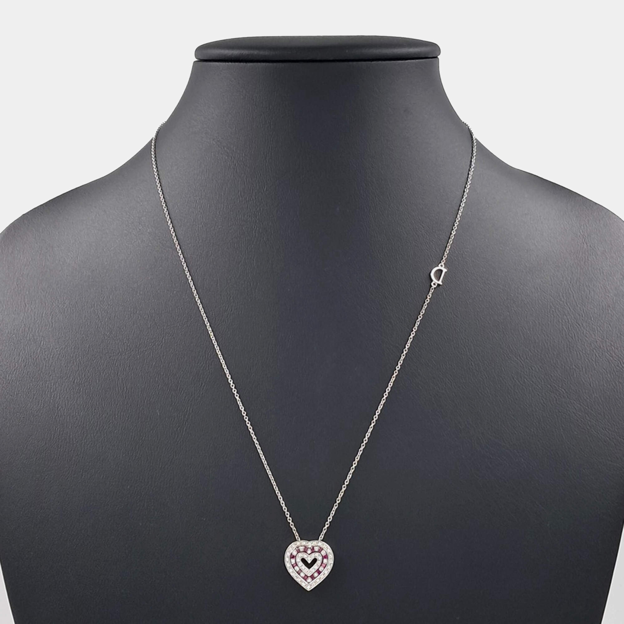 Pre Owned Damiani Colored Diamond Belle Époque Heart Necklace