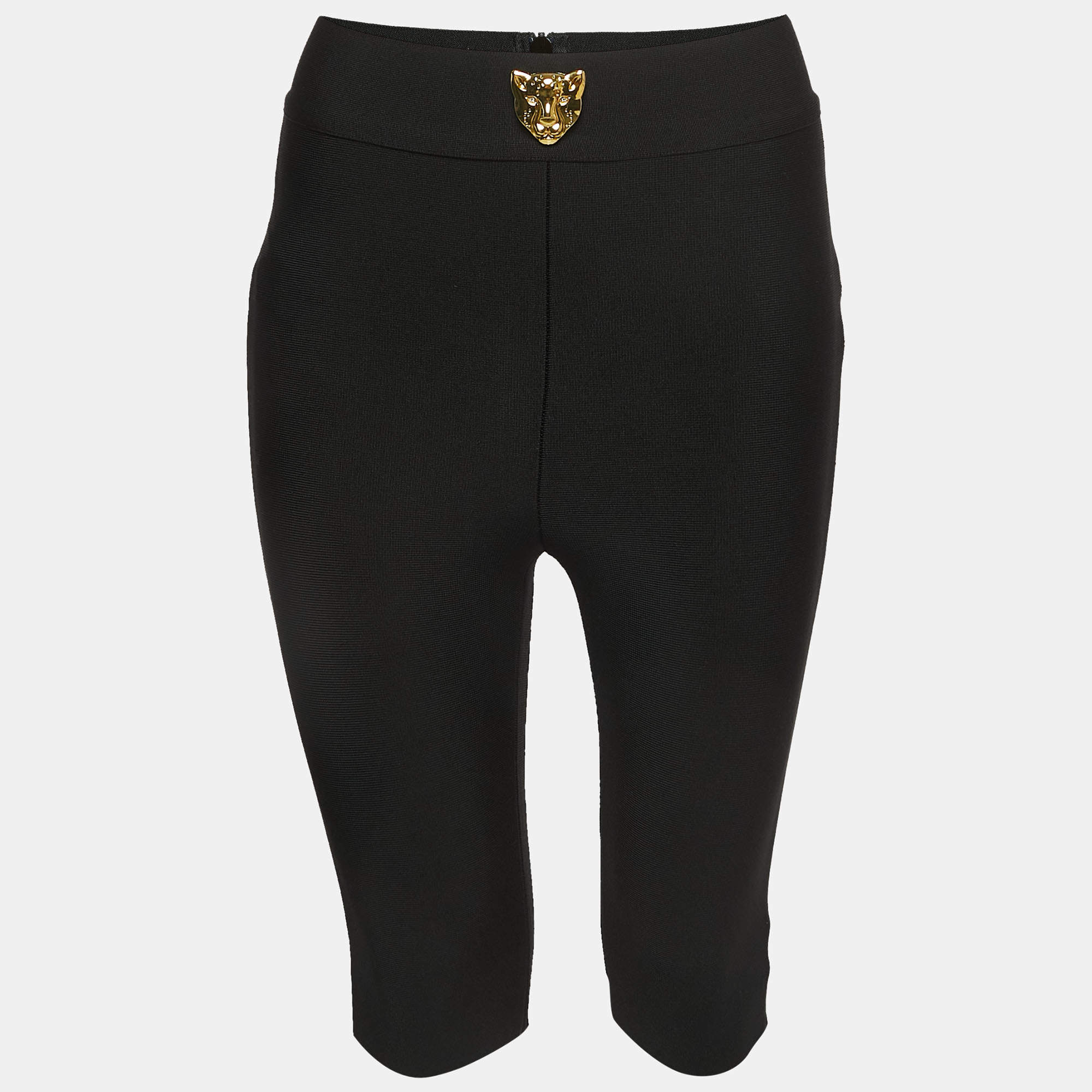 مملوكة مسبقًا Dan More Black Knit Iconic Panther Cycling Shorts M
