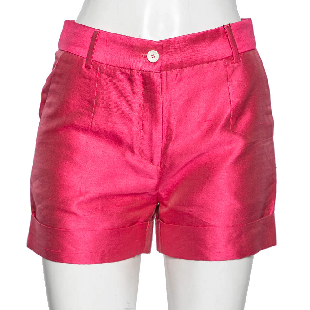 Pre Owned D&G Pink Silk & Raw Cotton Short S