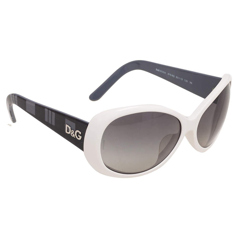 D&G White / Grey Gradient 3030A Oval Sunglasses