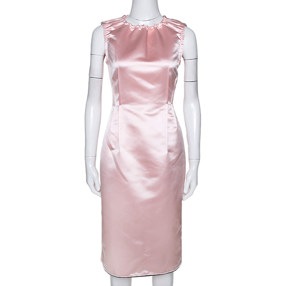 D&G Light Pink Satin Sleeveless Sheath Dress M