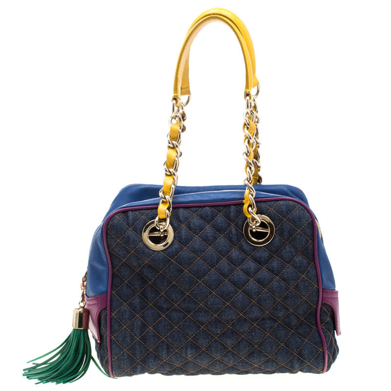 Pre Owned D&G Multicolor Fabric and Leather Lily Glam Bowler Bag