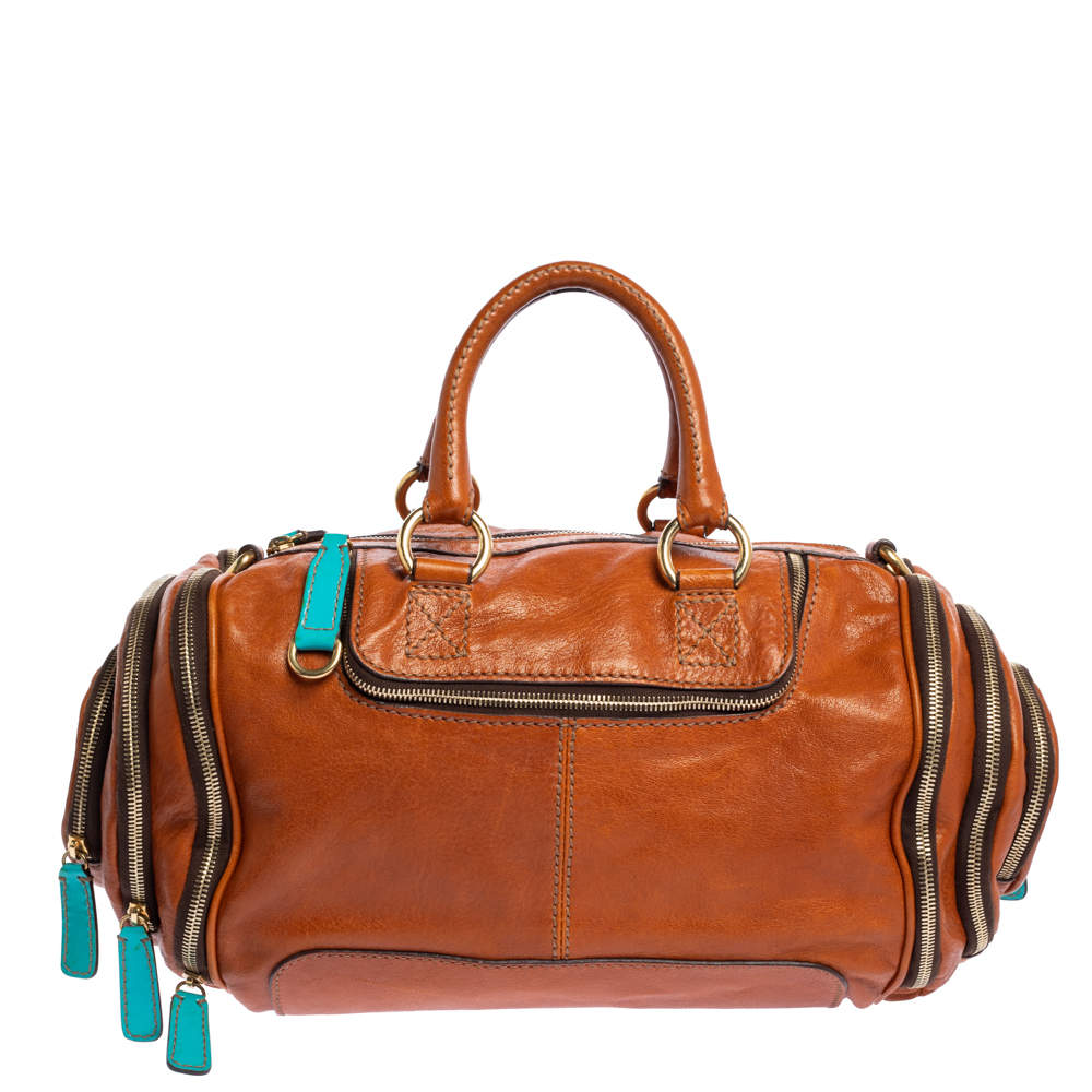 Pre Owned Dolce & Gabbana Brown Leather Emy Duffel Bag