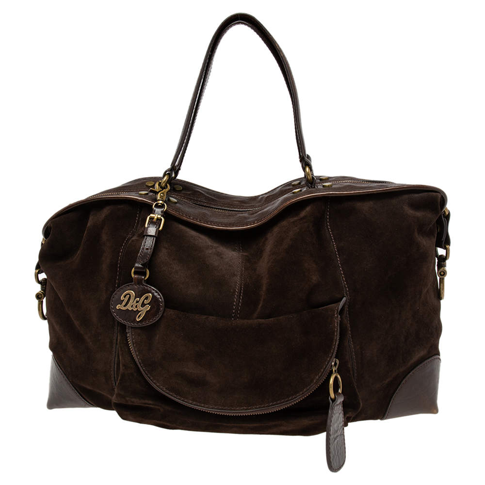 Pre Owned D&G Dark Brown Suede and Leather Janet Satchel