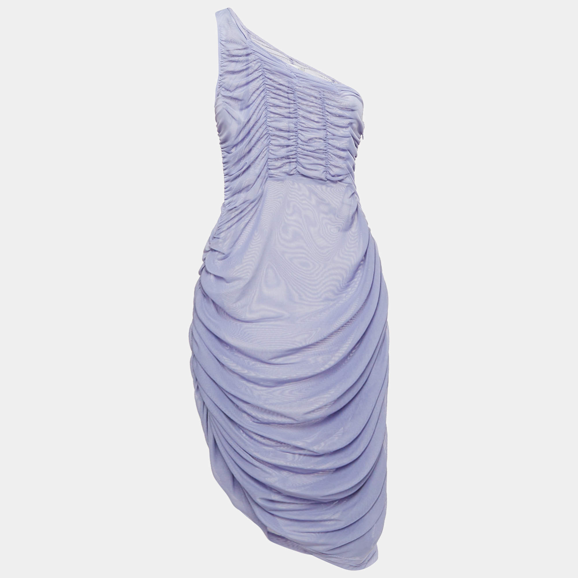 Danielle Guizio Purple Mesh Ruched Mini Dress L