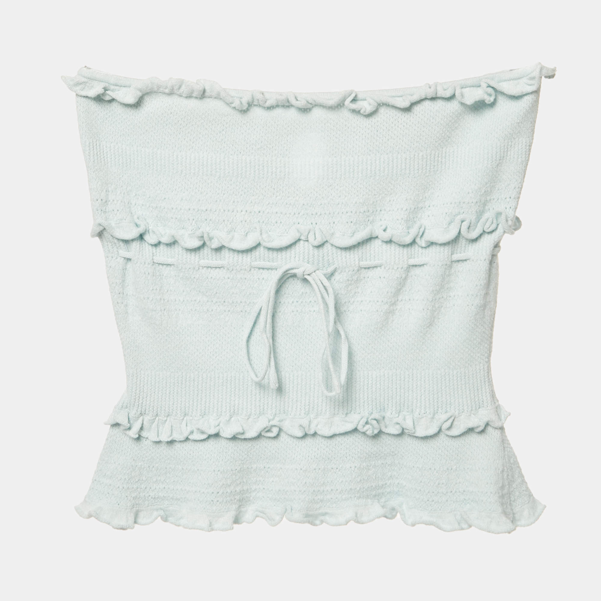 مملوكة مسبقًا Danielle Guizio Blue Knit Tube Top M