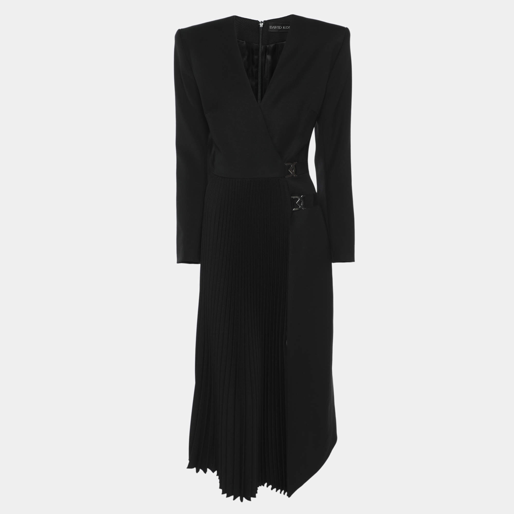 Pre Owned David Koma Black Wool Dress S