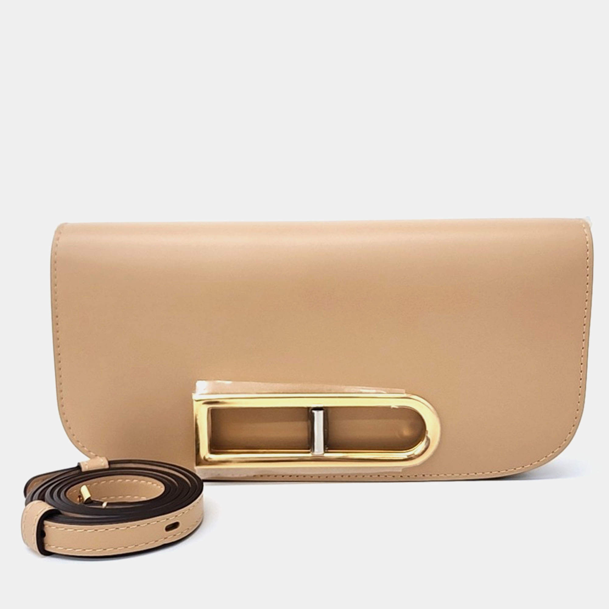 Pre Owned Delvaux Beige Leather Lango Clutch Bag