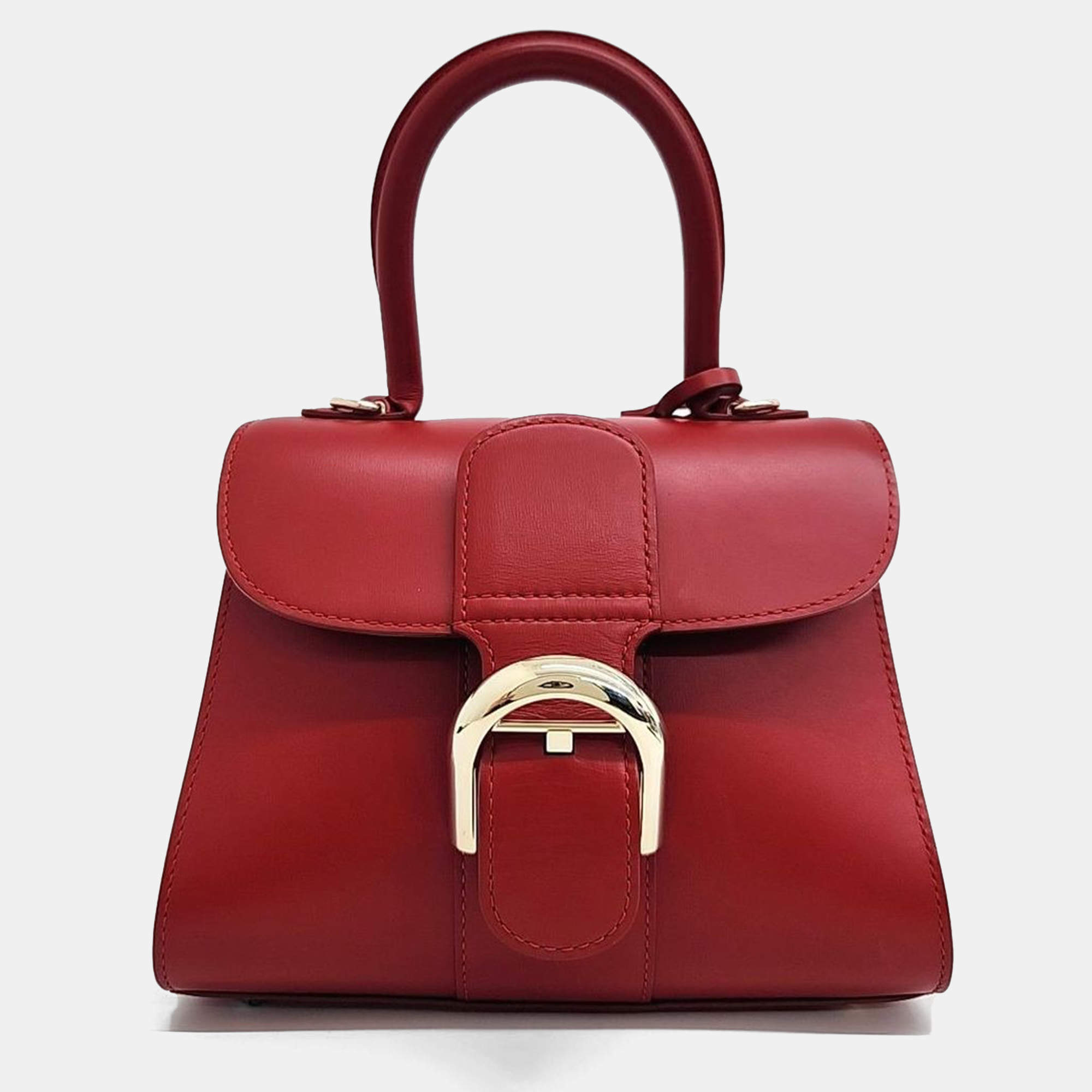 Delvaux Red Calf Leather Briand Mini Box bag