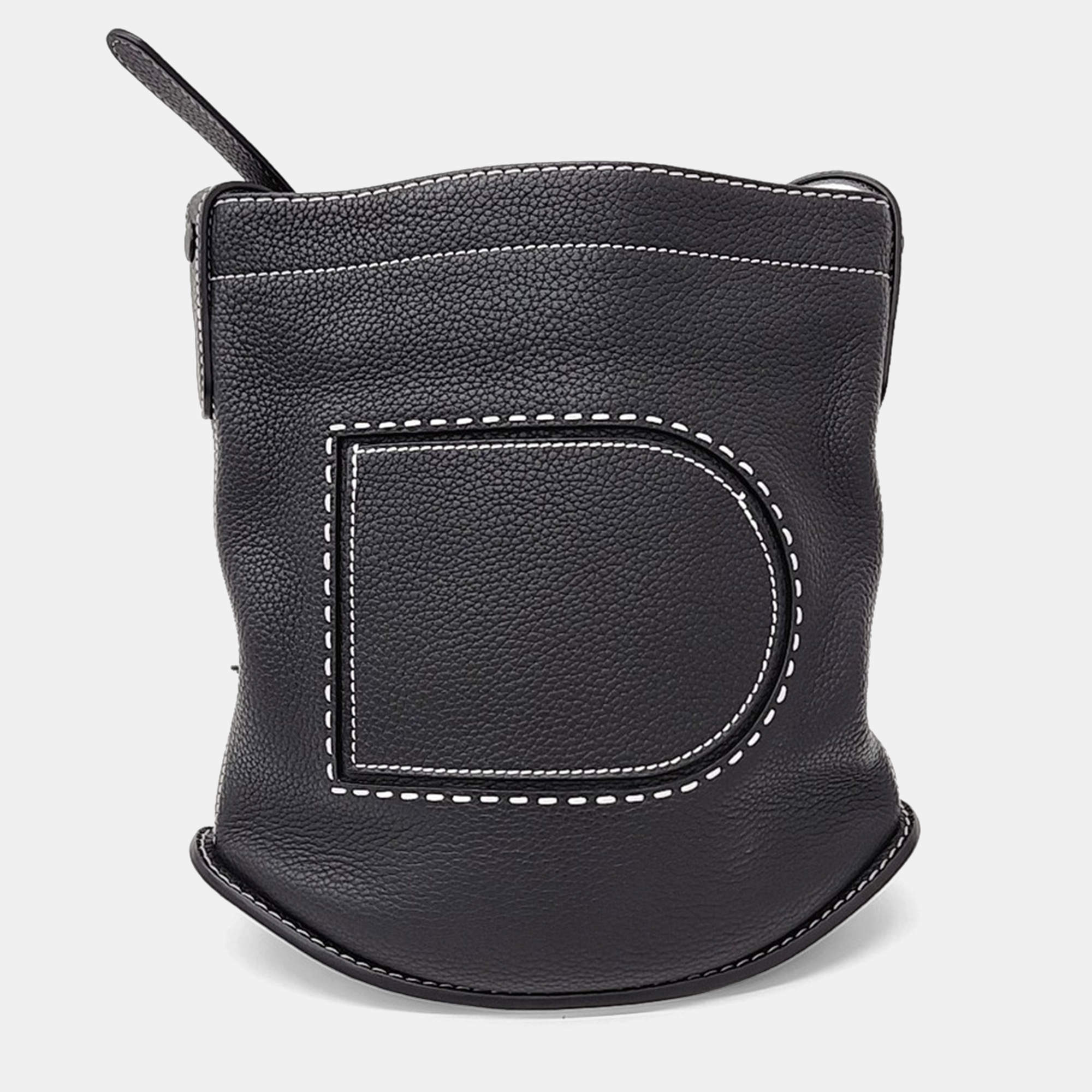 Pre Owned Delvaux Black Leather Pin Shoulder Bag