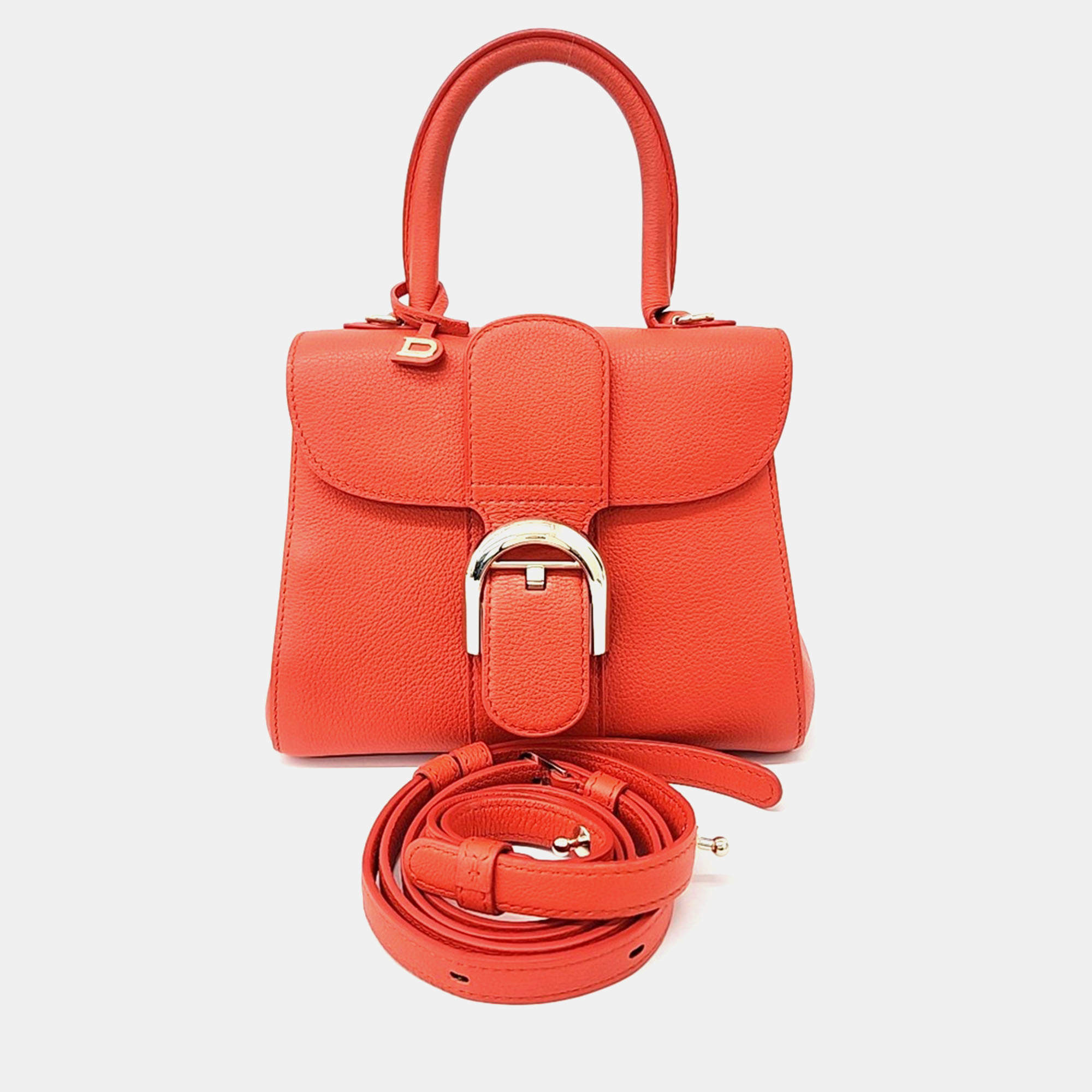 Pre Owned Delvaux Orange Leather Briand Mini Box