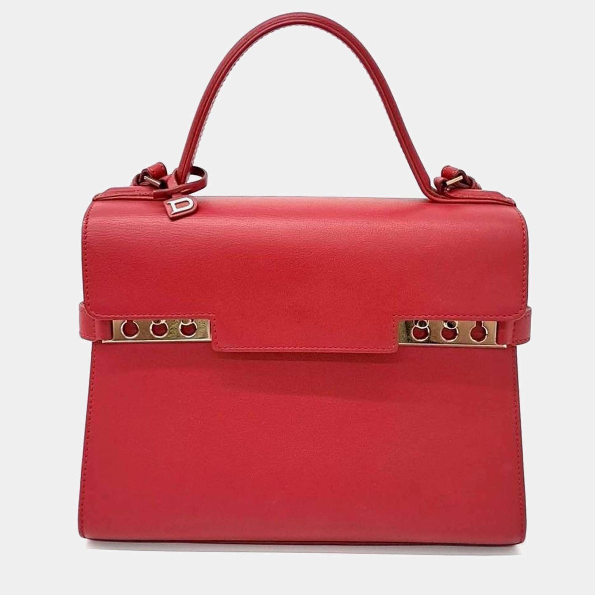 Pre Owned Delvaux Red Leather Tompet MM