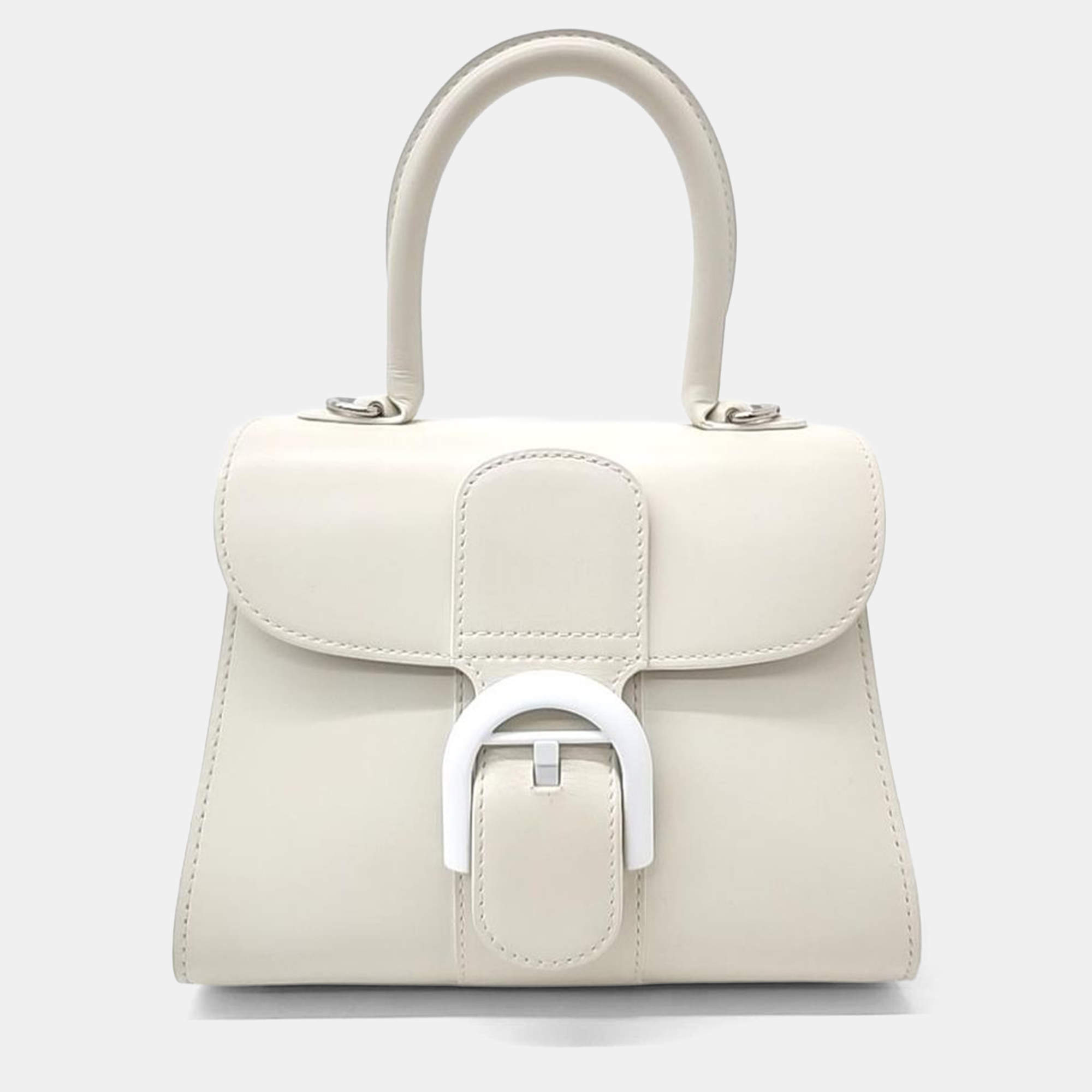 Pre Owned Delvaux White Calf Leather Briand Mini Box