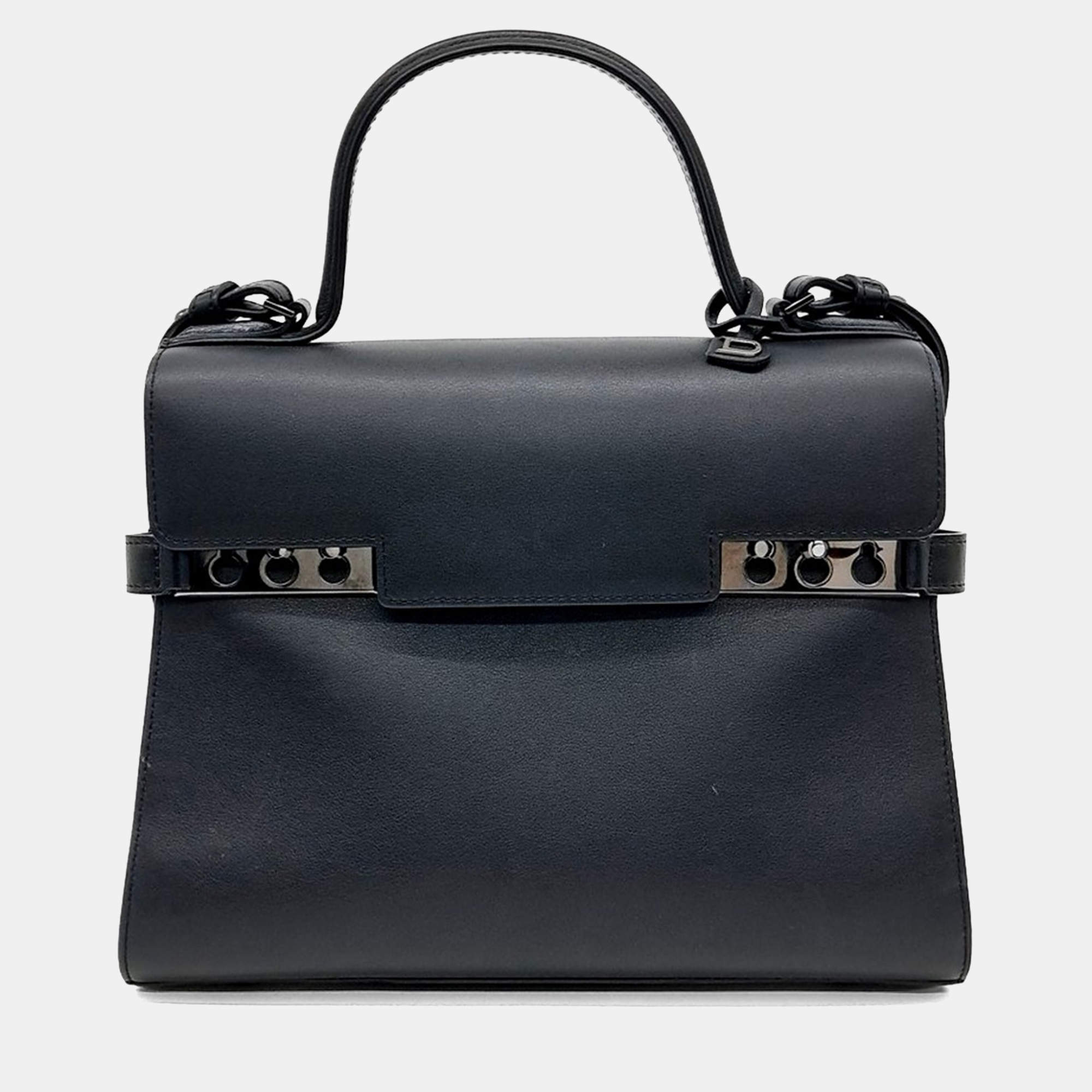 Pre Owned Delvaux Black Leather Tompet MM