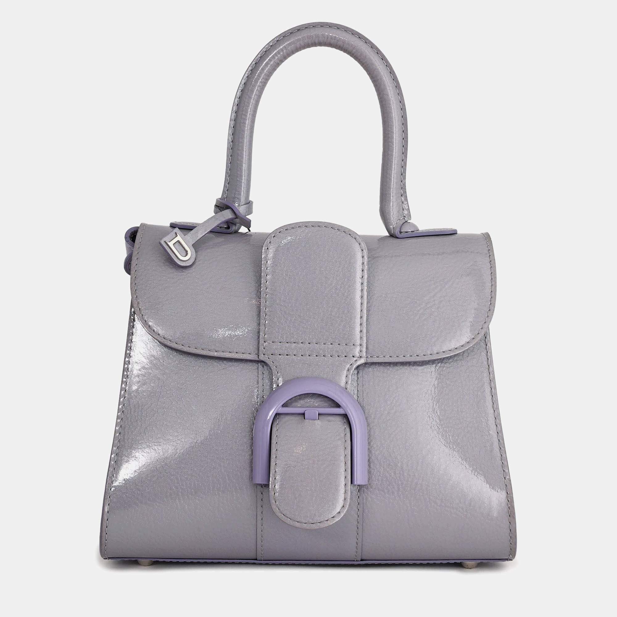 Pre Owned Delvaux Purple Patent Leather Mini Brilliant Bag with Strap