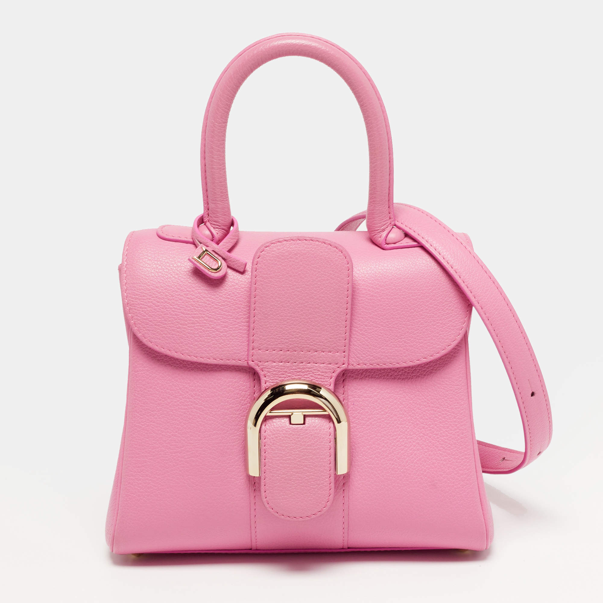 Pre Owned Delvaux Brillant Mini Pink Leather Top Handle Bag