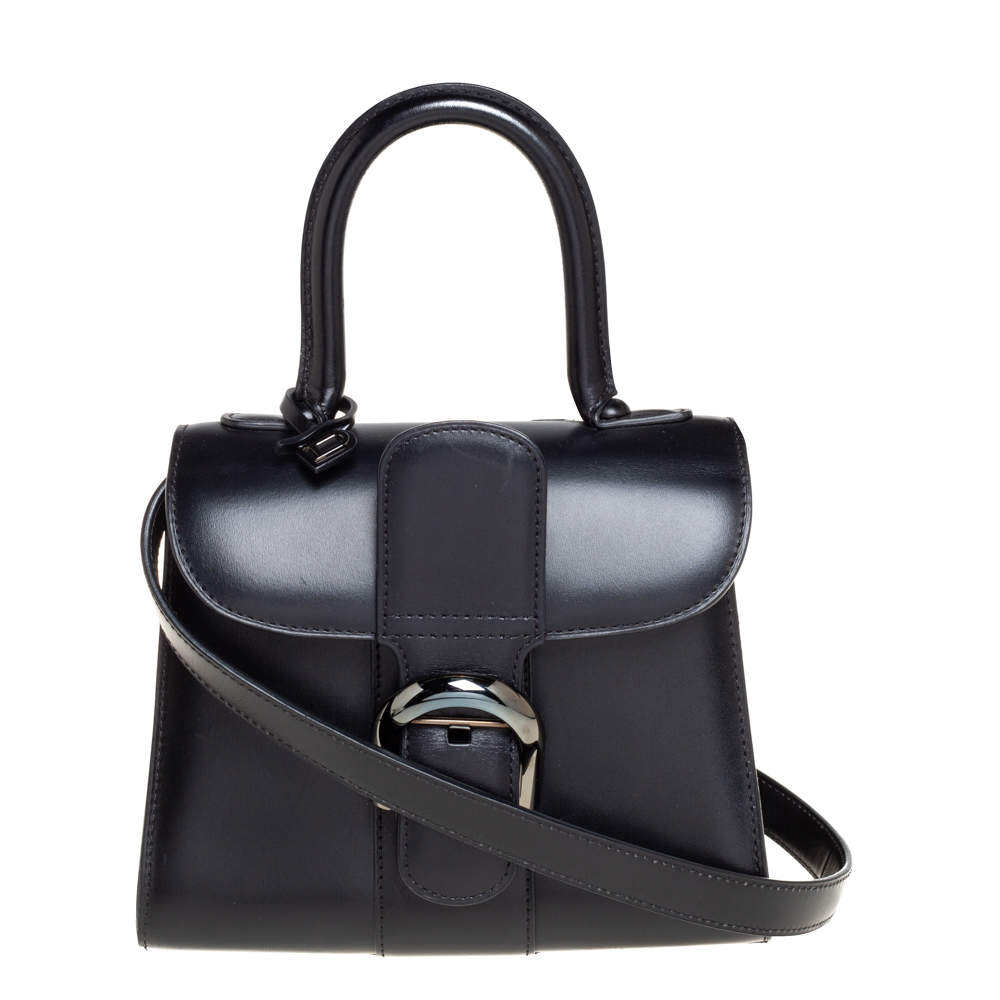 Delvaux Black Leather Mini Le Brillant Top Handle Bag