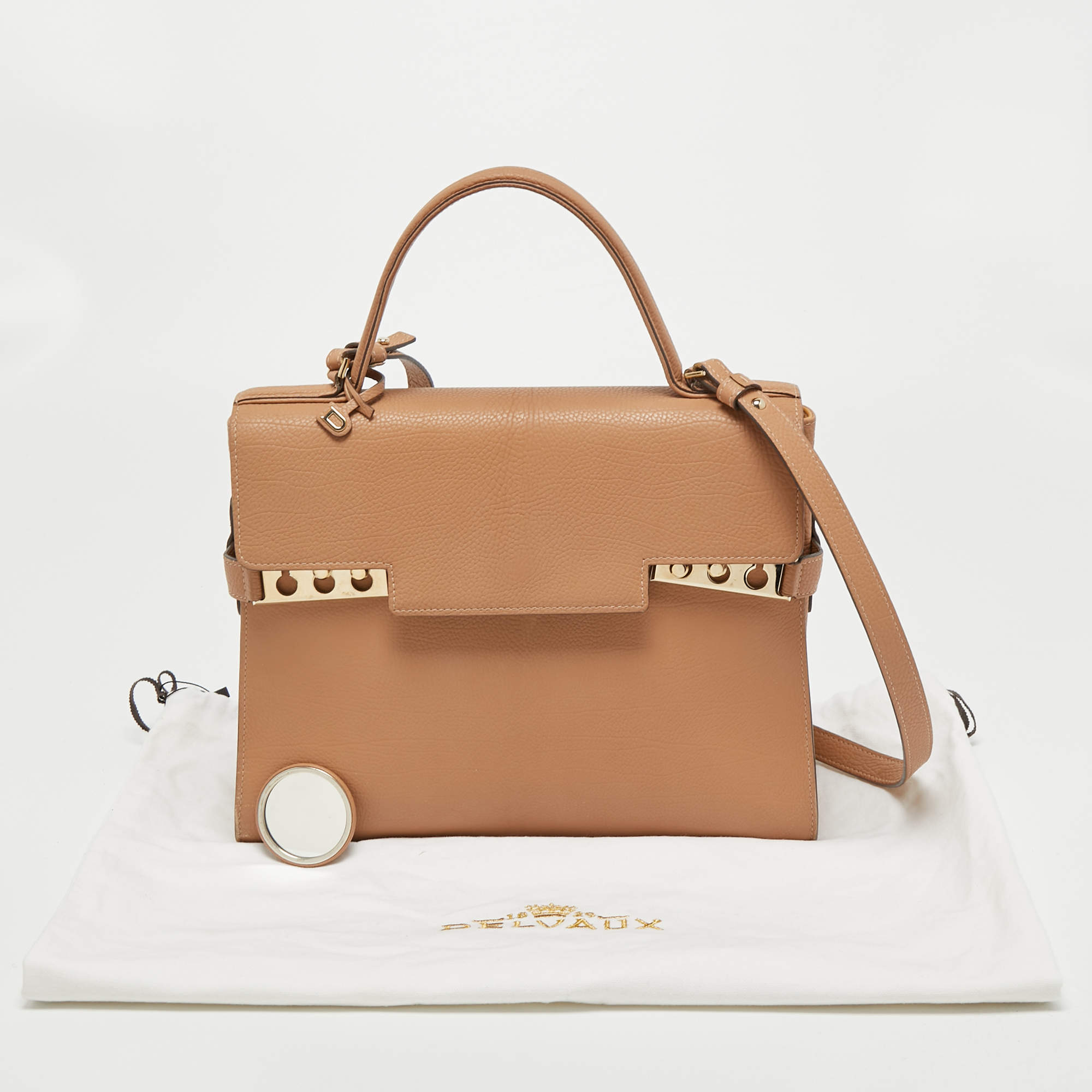 Delvaux Tempete Top Handle Bag Leather MM, crafted from brown leather at  1stDibs