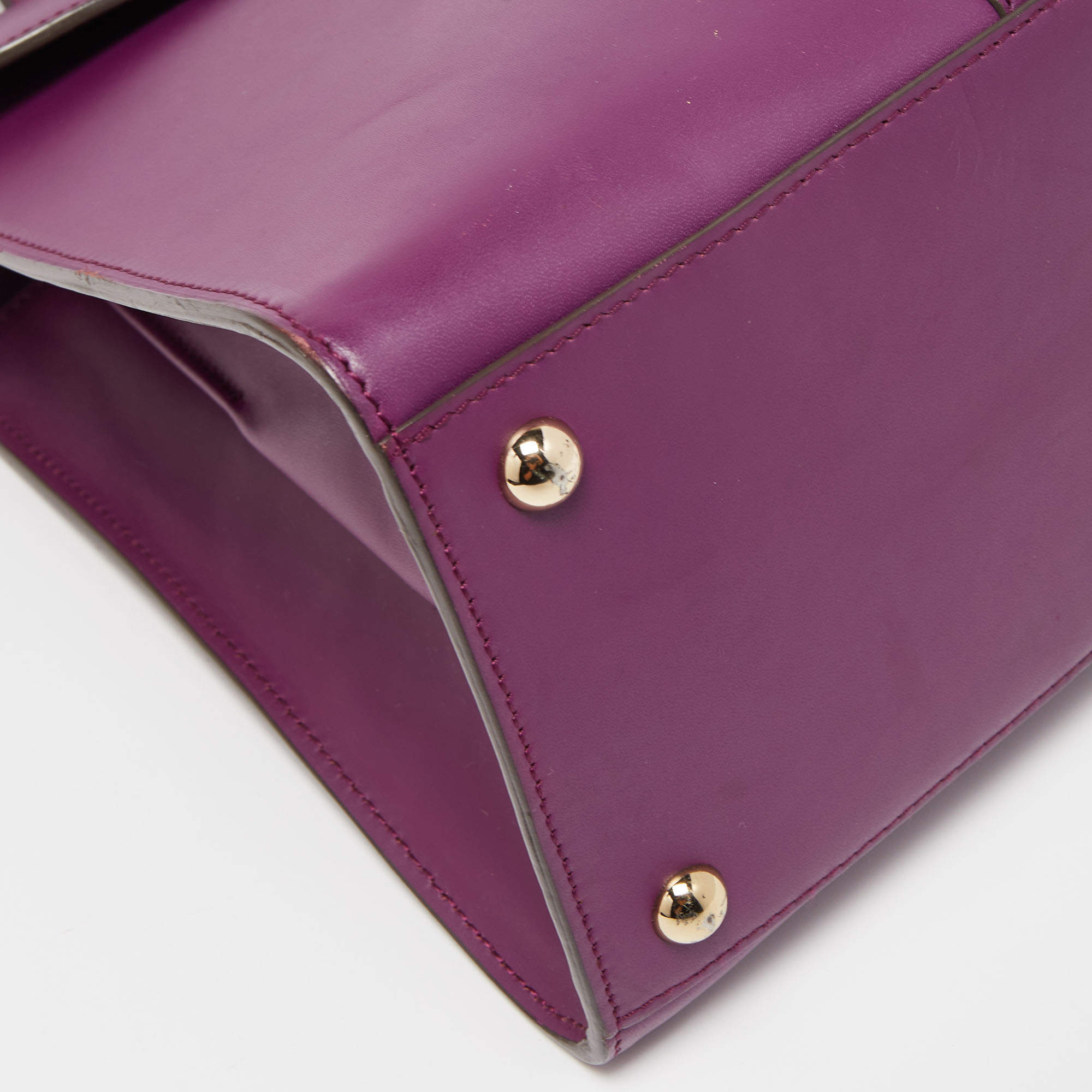 Delvaux Purple Leather Brillant MM Top Handle Bag Delvaux