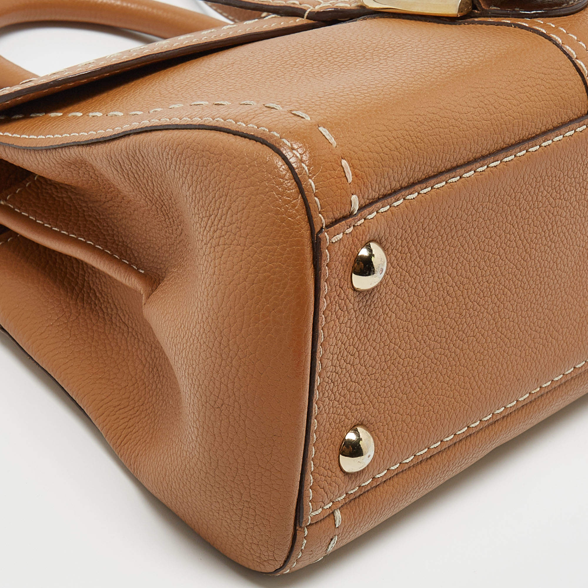 Delvaux Brillant East/West Mini Surpiqué - Brown Handle Bags