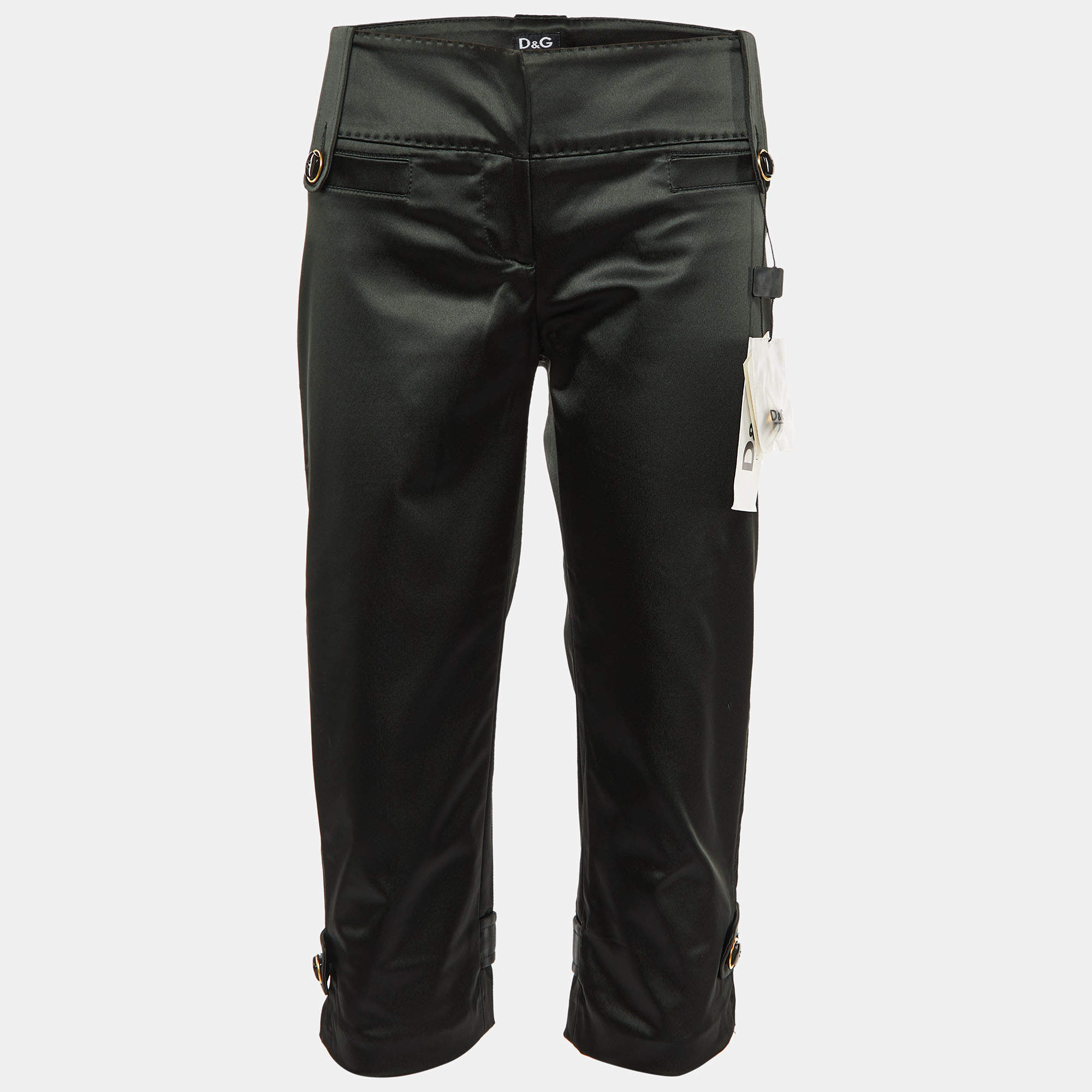 Pre Owned D&G Black Satin Capri Pants M