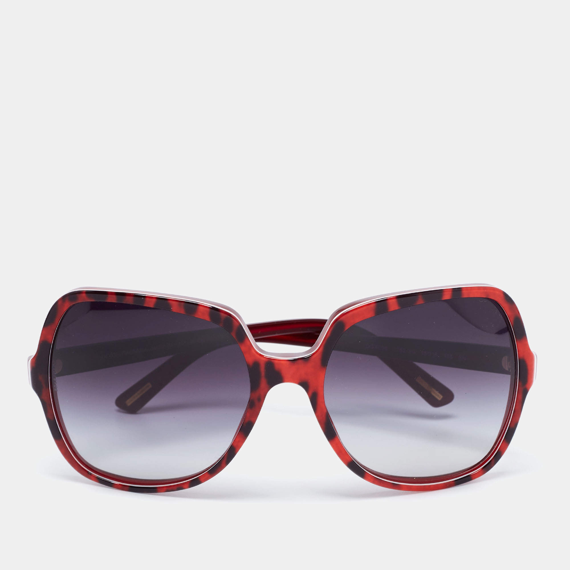 Pre Owned Dolce & Gabbana Red/Black DG 4098 Oversized Sunglasses