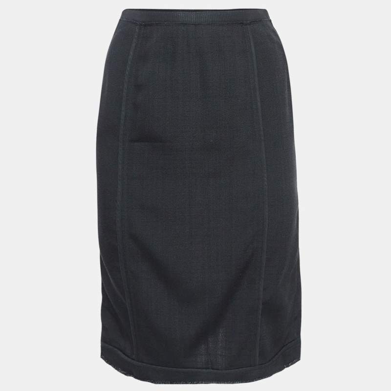 Dolce & Gabbana Black Crepe Piping Detail Pencil Skirt S