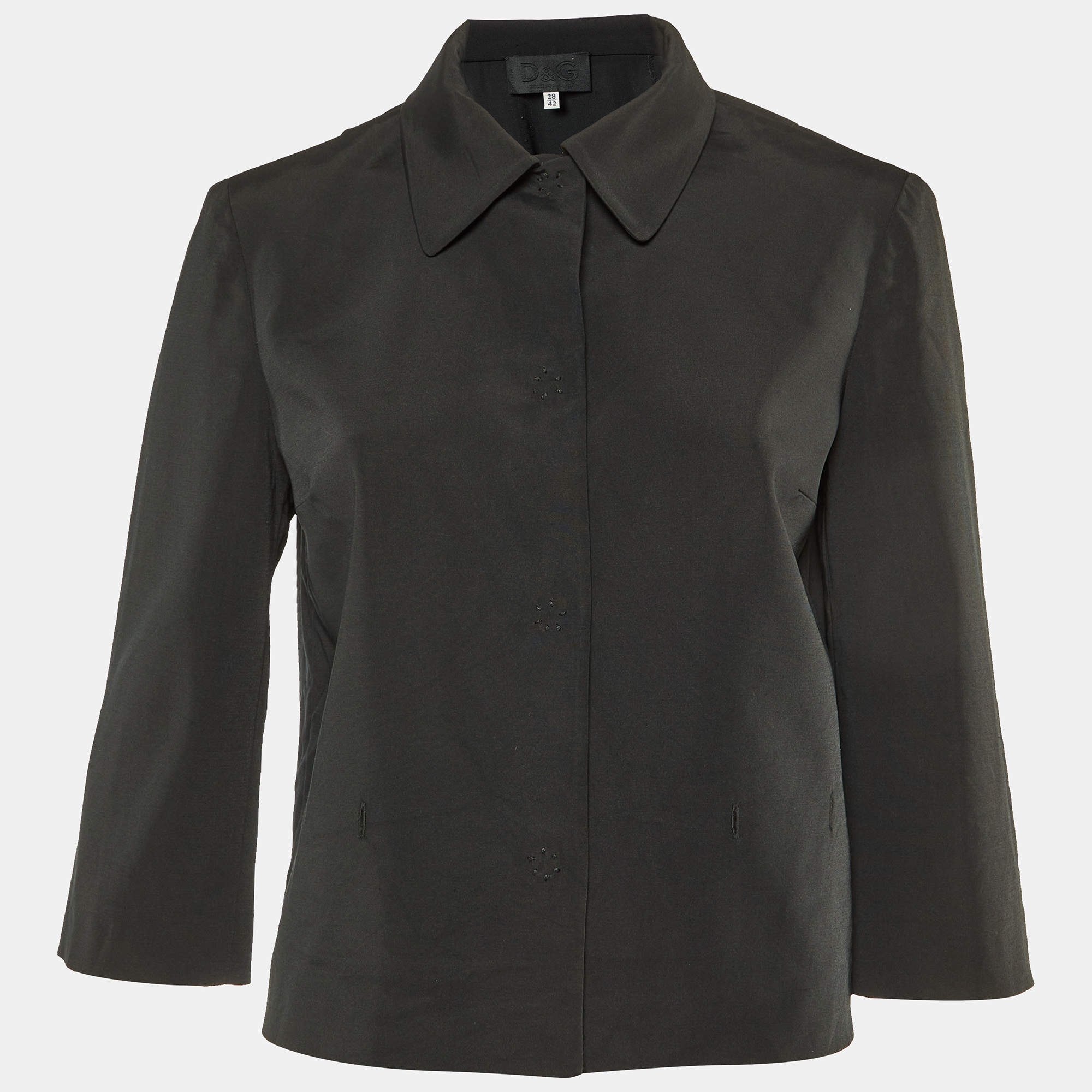 Pre Owned D&G Black Crepe Light Weight Shirt Jacket M