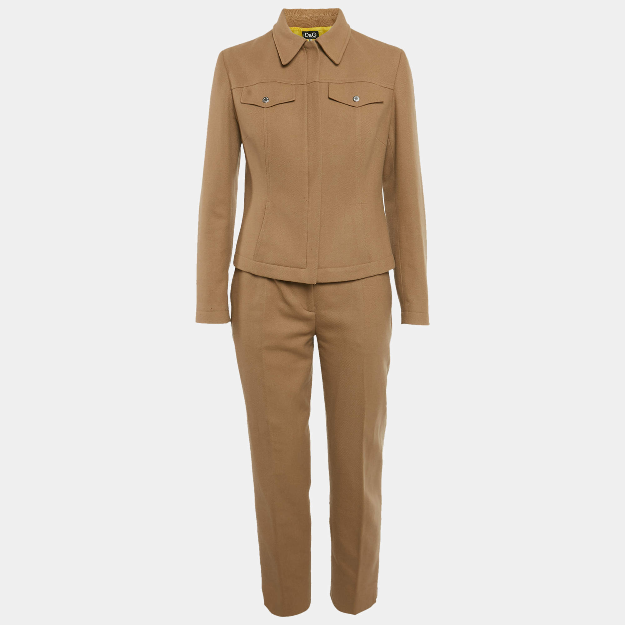 Pre Owned D&G Brown Wool Blend Jacket and Pants Set M