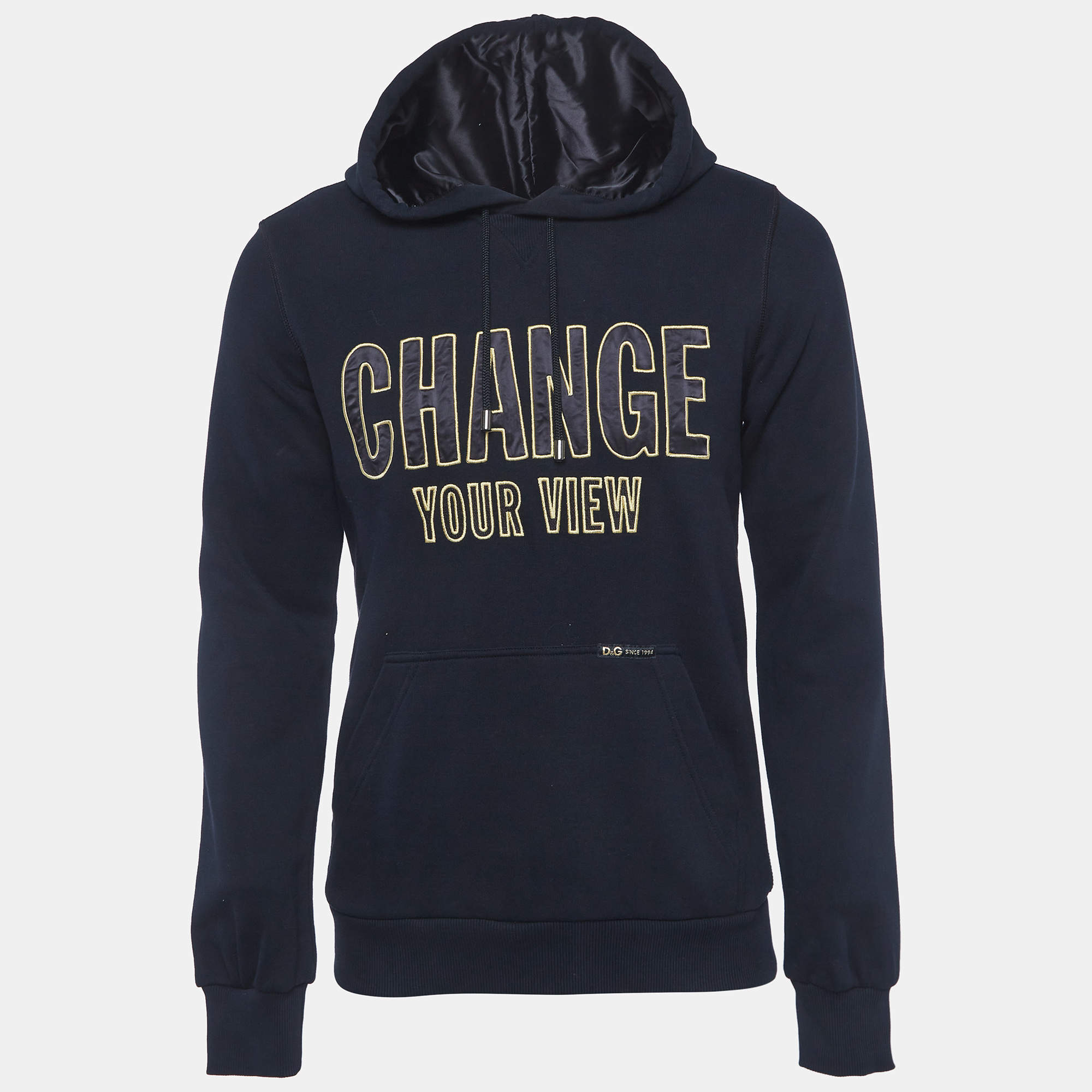 Pre Owned D&G Navy Blue Jersey "Change Your View" Hoodie L