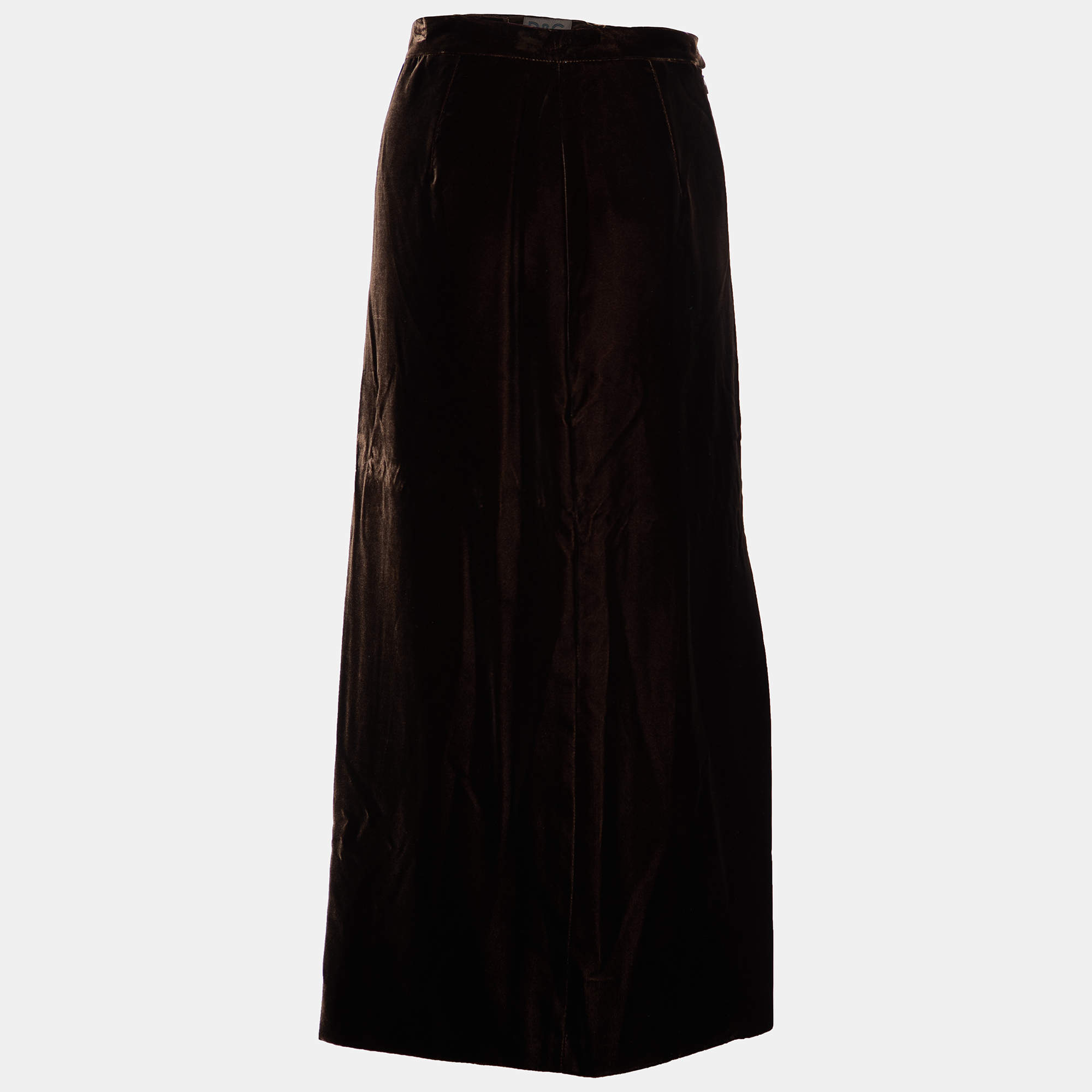 Pre Owned D&G Brown Velvet Midi Skirt M