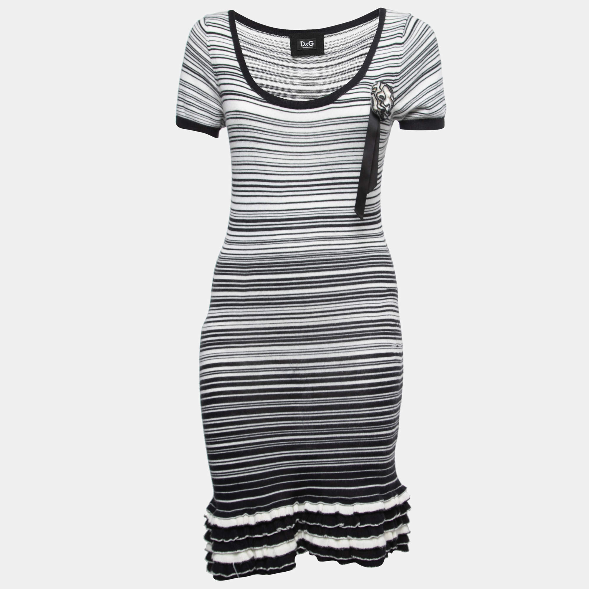 Pre Owned D&G Monochrome Knit Dress L