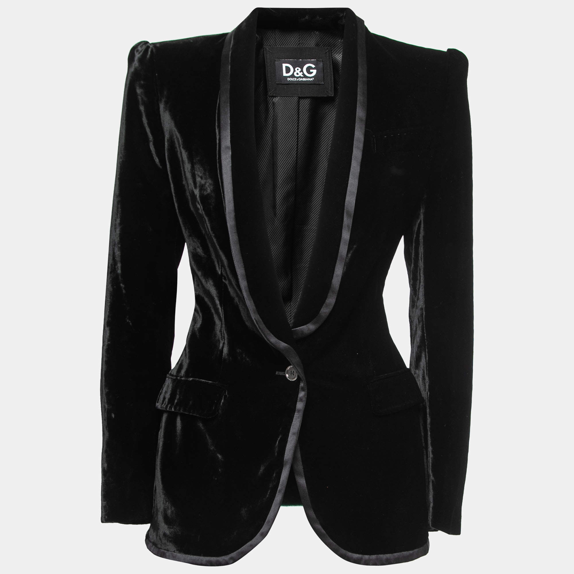 Pre Owned D&G Black Velvet Shawl Lapel Blazer M