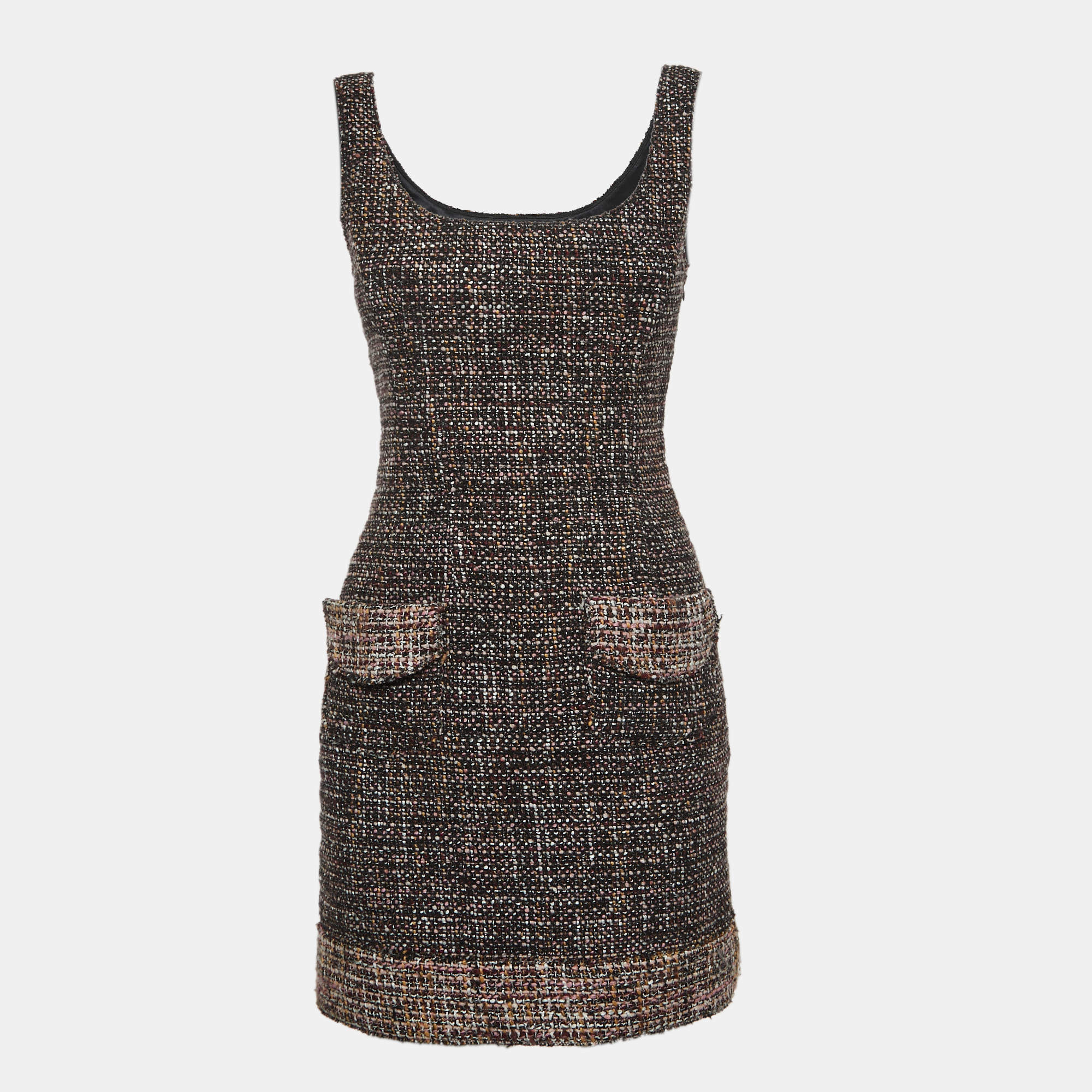 D&G Black Tweed Coset Detailed Sleeveless Mini Dress S D&G | The Luxury ...