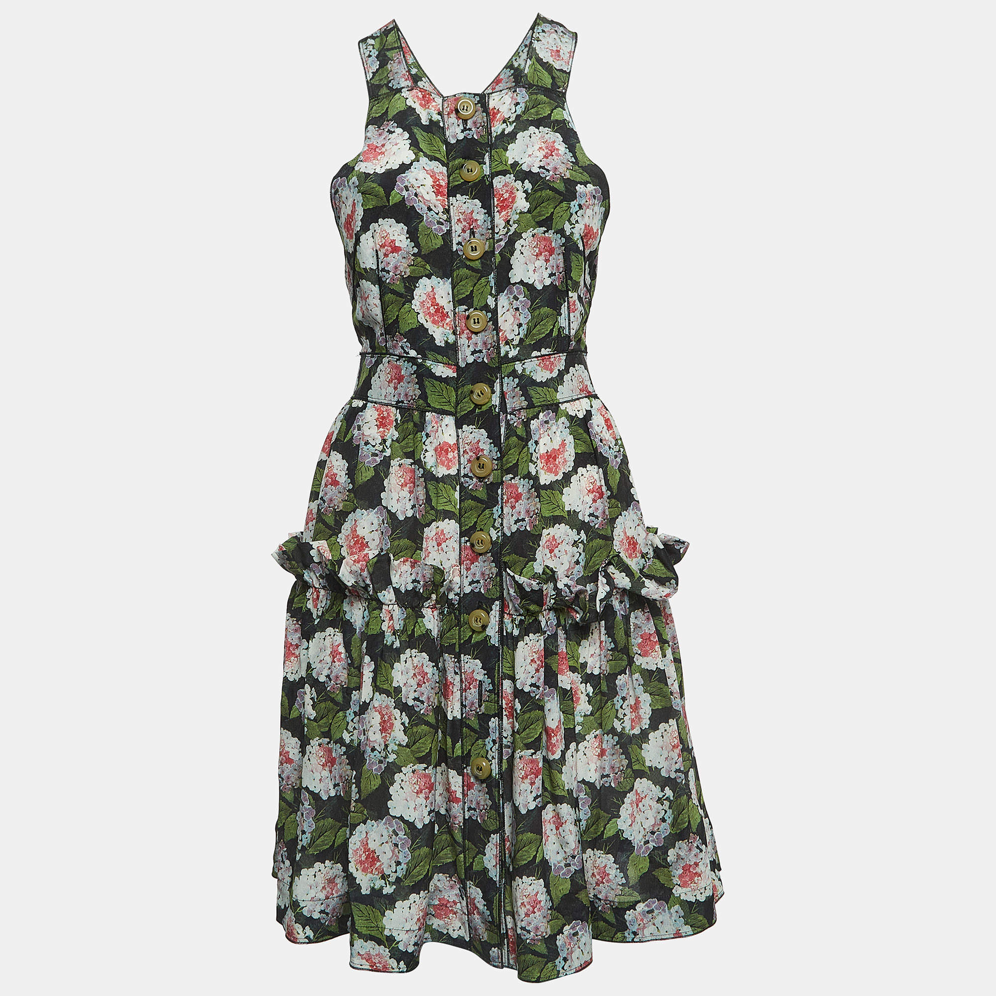 Pre Owned D&G Multicolor Floral Print Silk Mini Dress S