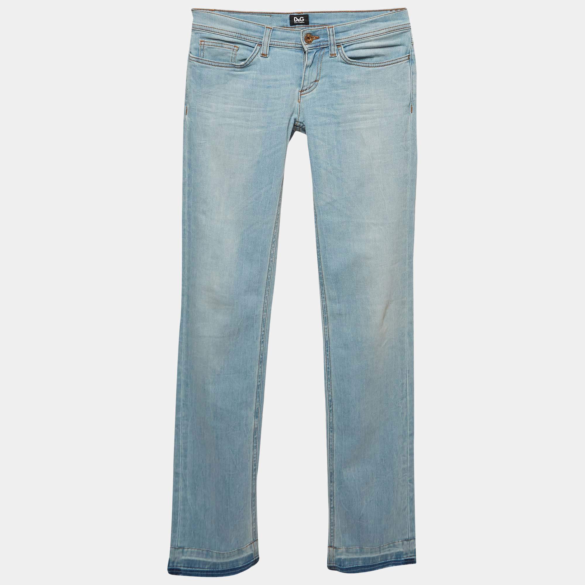 D&G Blue Washed Denim Low Waist Tight Fit Jeans S Waist 25"