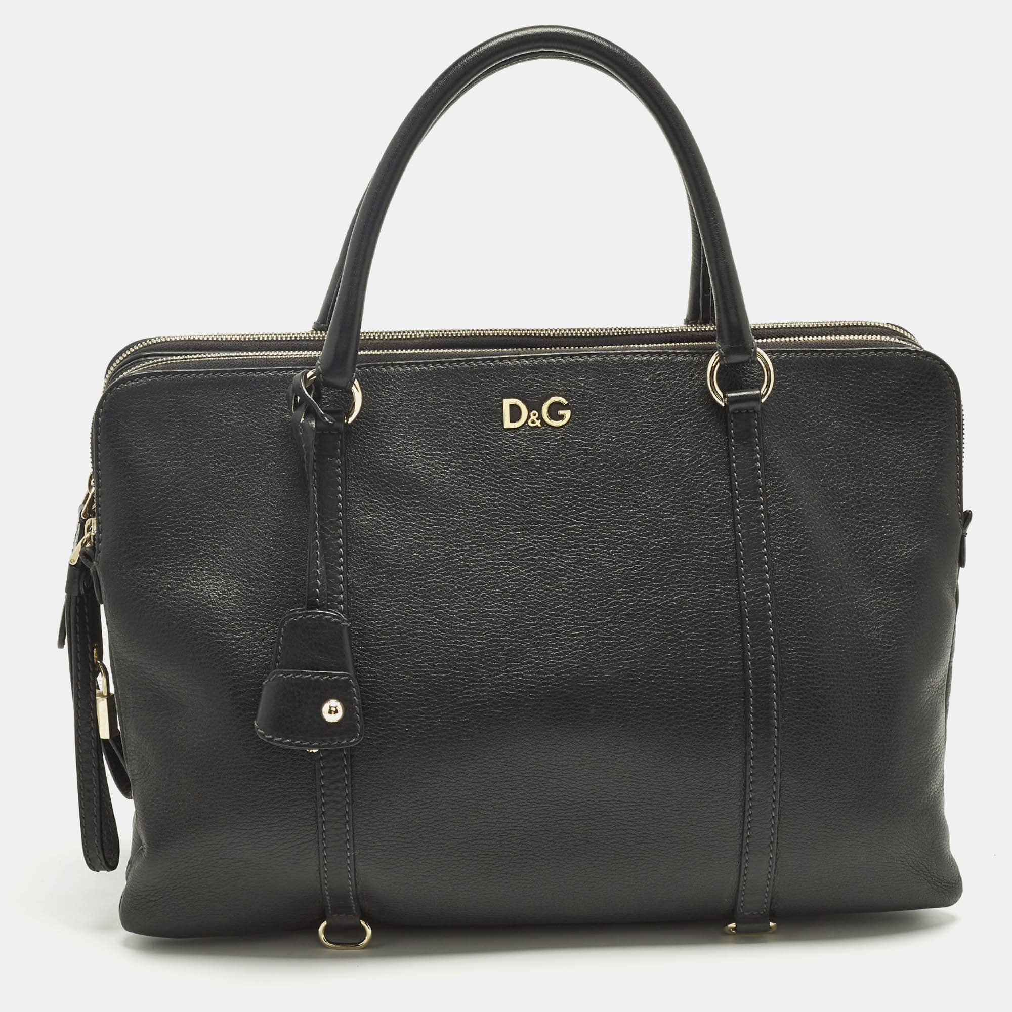 Pre Owned D&G Lily Twist Black Leather Laptop Bag