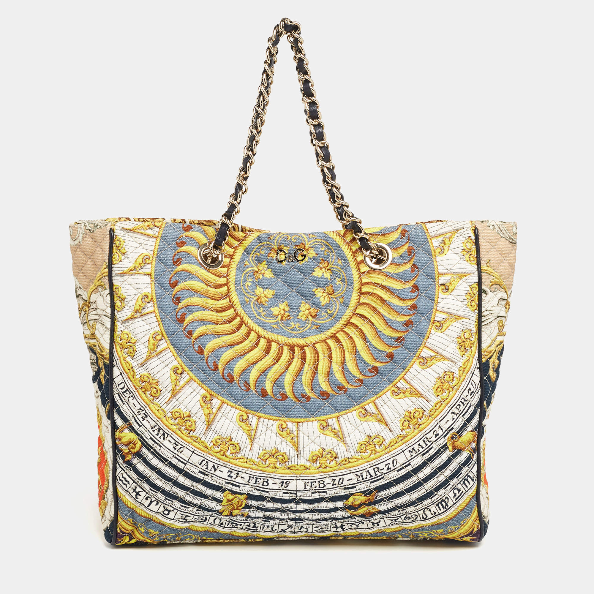D&G Multicolor Quilted Canvas and Leather Lily Glam Tote 