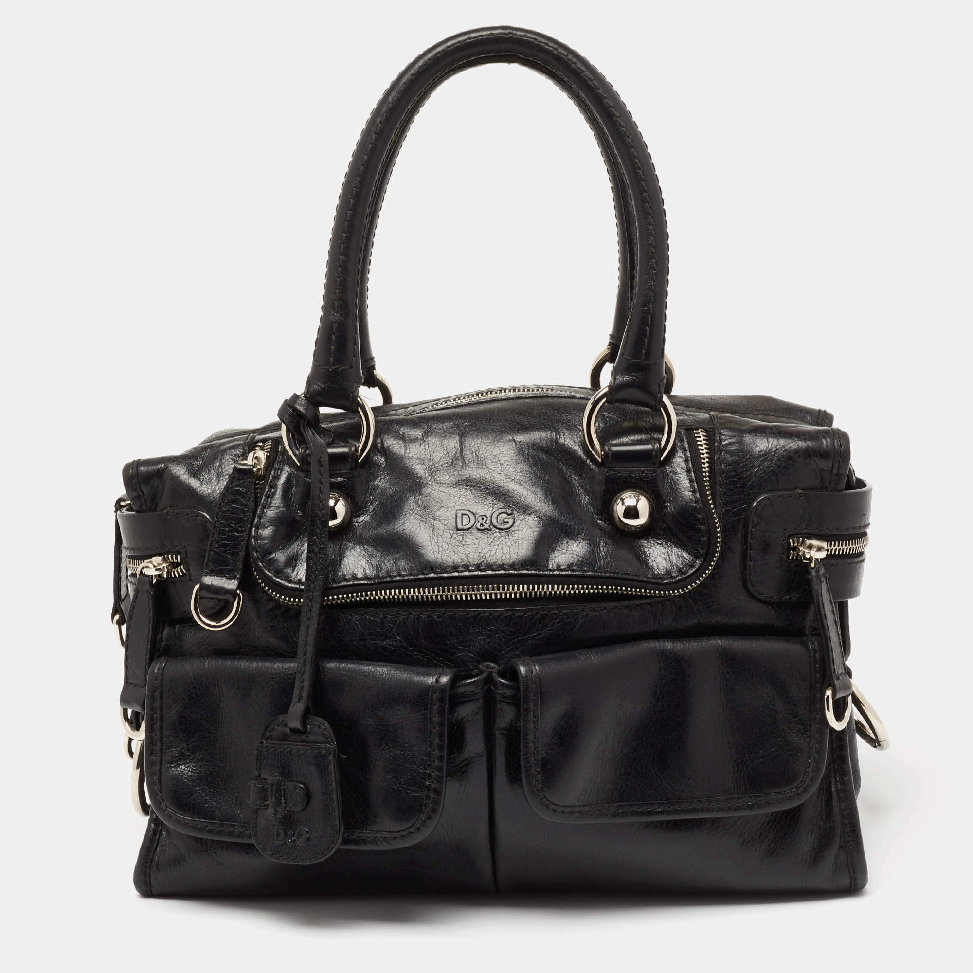Pre Owned D&G Black Leather Emy Satchel