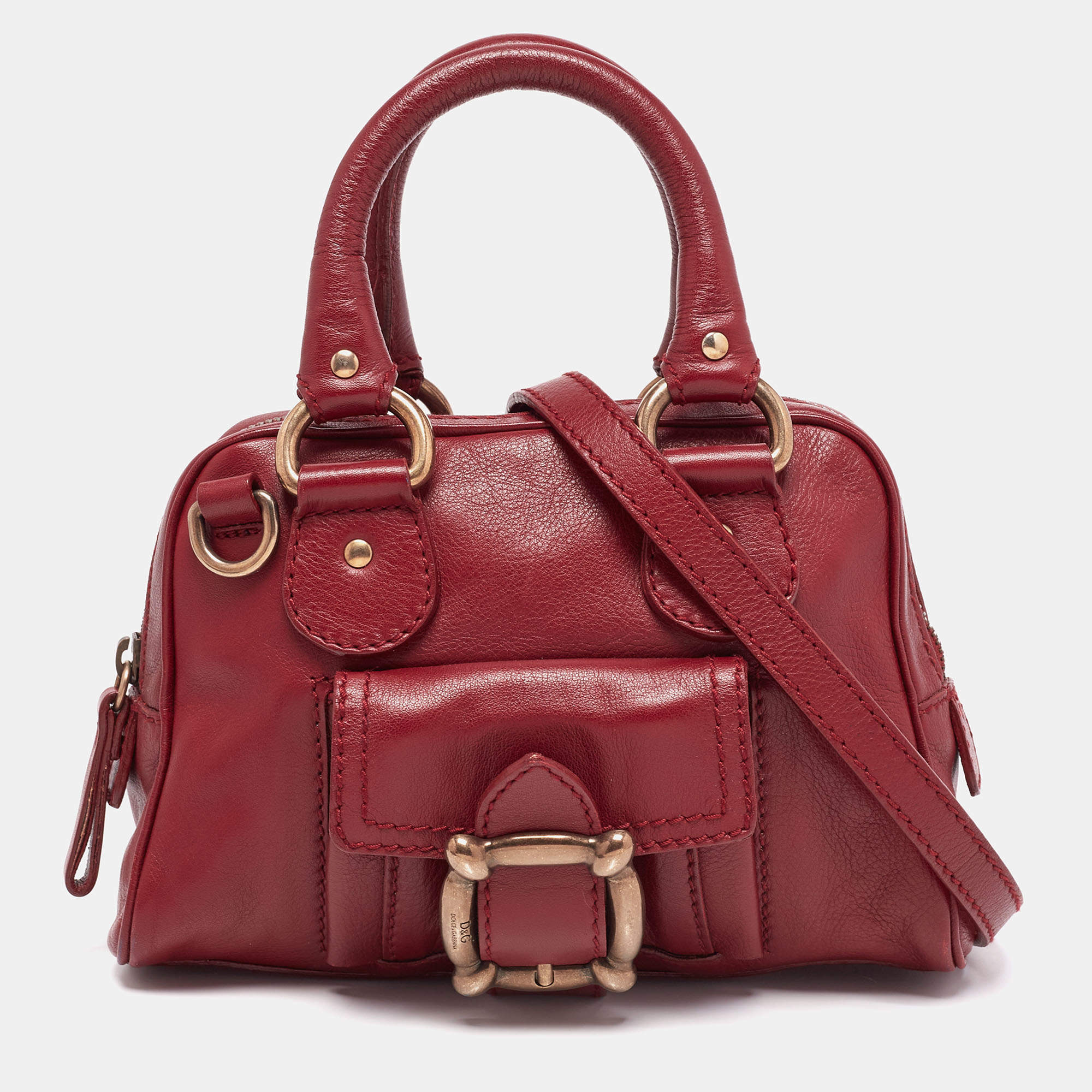 Pre Owned D&G Maroon Leather Satchel