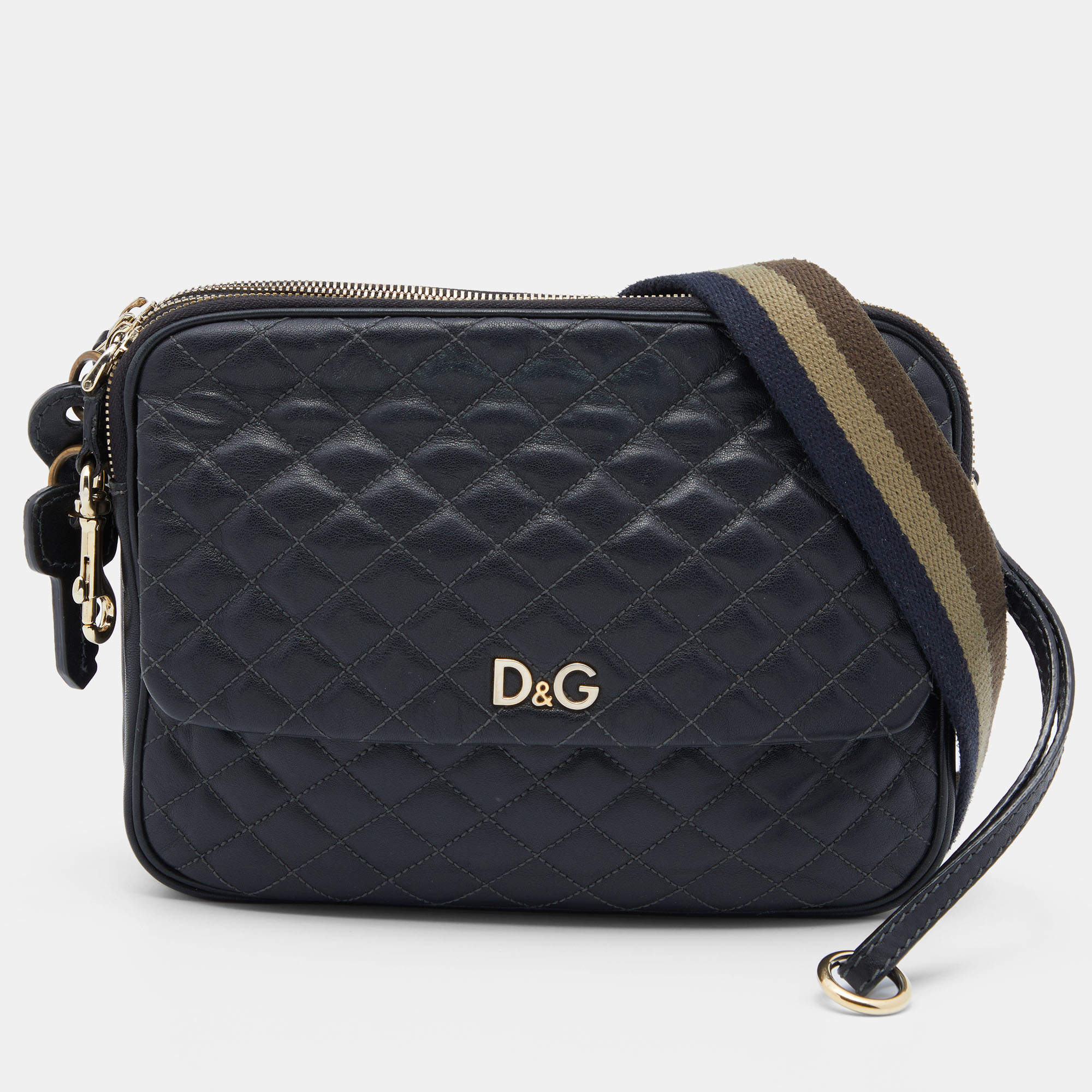 Pre Owned D&G Black Quilted Leather Lily Sport Crossbody Bag