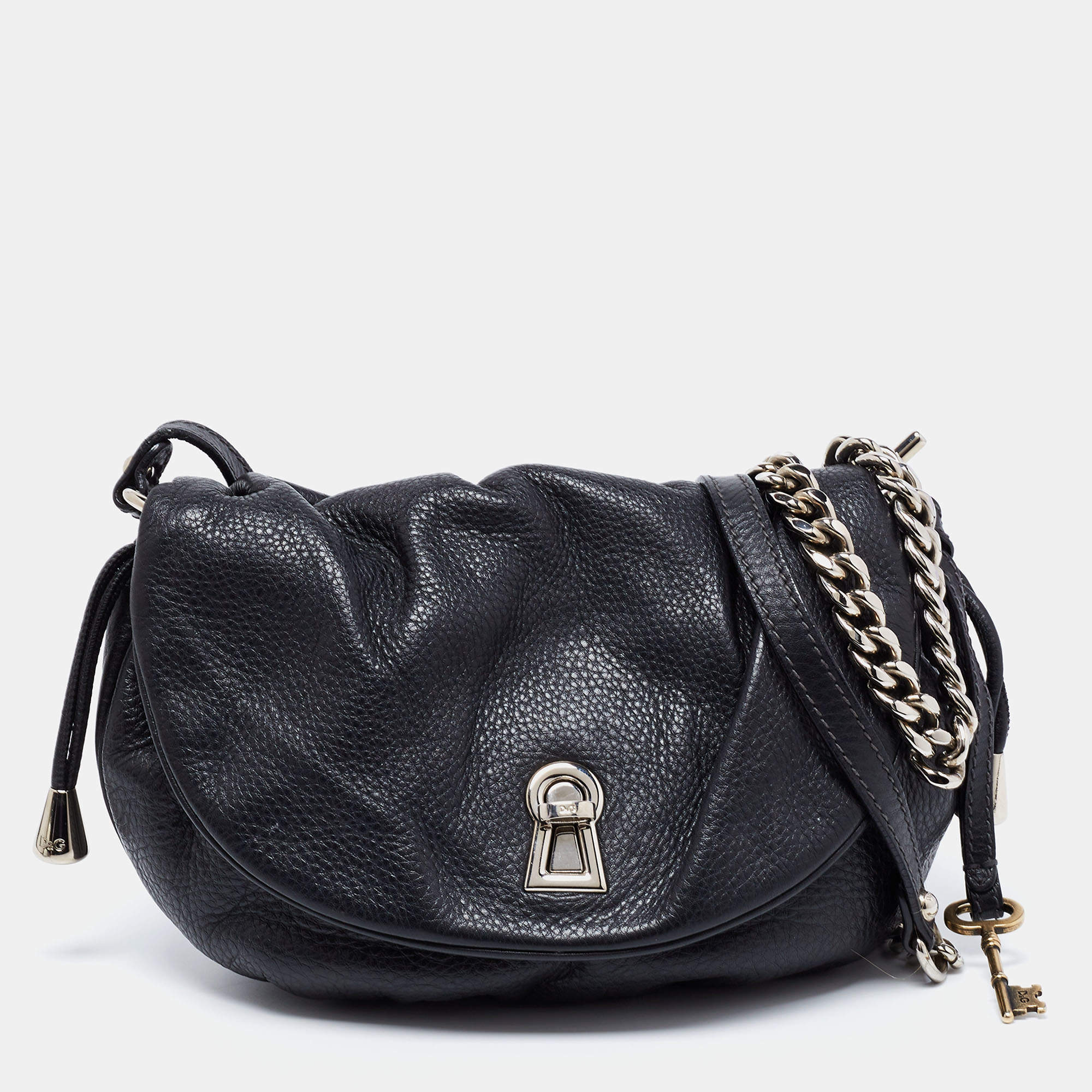 Pre Owned D&G Black Leather Shoulder Bag